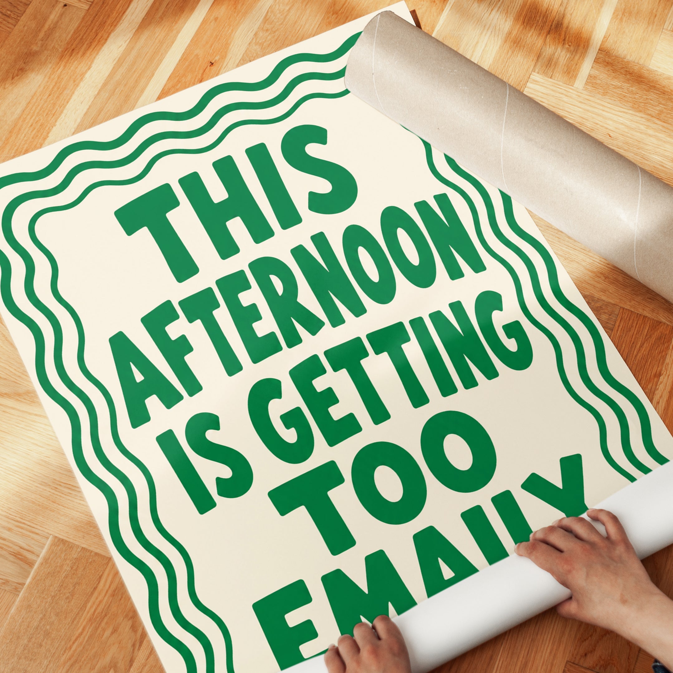 This Afternoon Is Getting Too Emaily: Retro Green Typography Print - detail