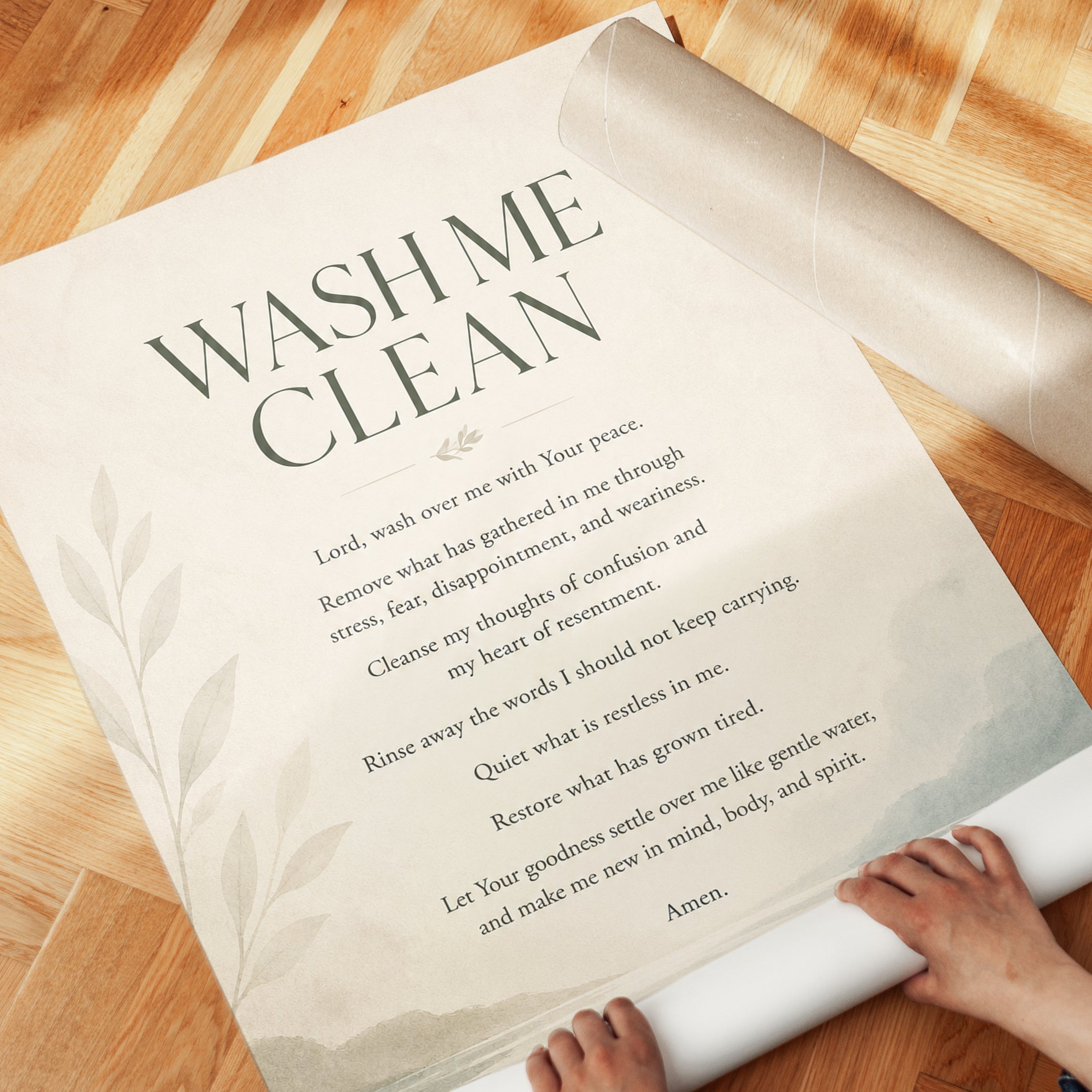 Bathroom Prayer Print – Wash Me Clean Wall Art - detail