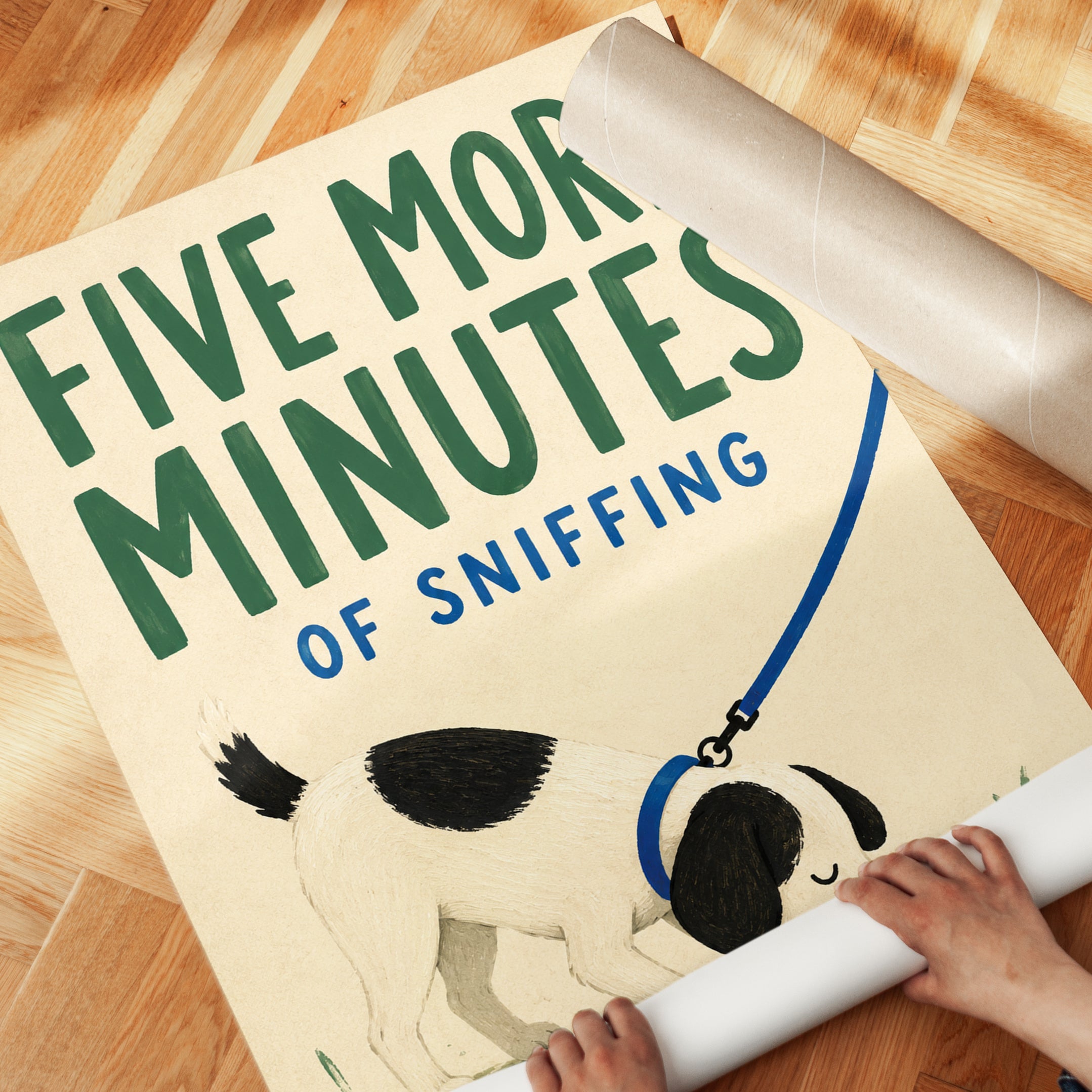 Funny Dog Poster – Five More Minutes Wall Art - detail