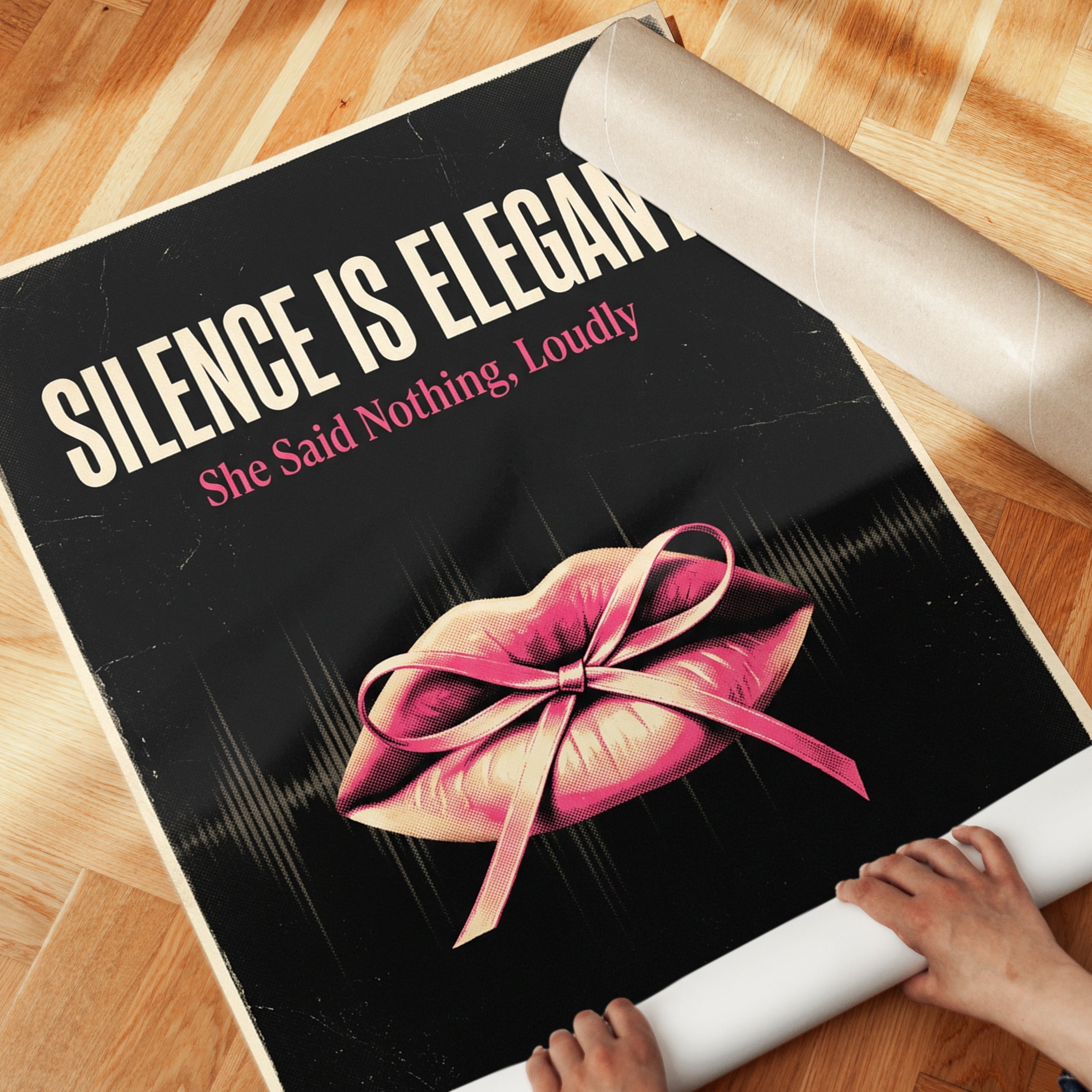 Feminist Typography Print — Silence Is Elegant Quote - detail