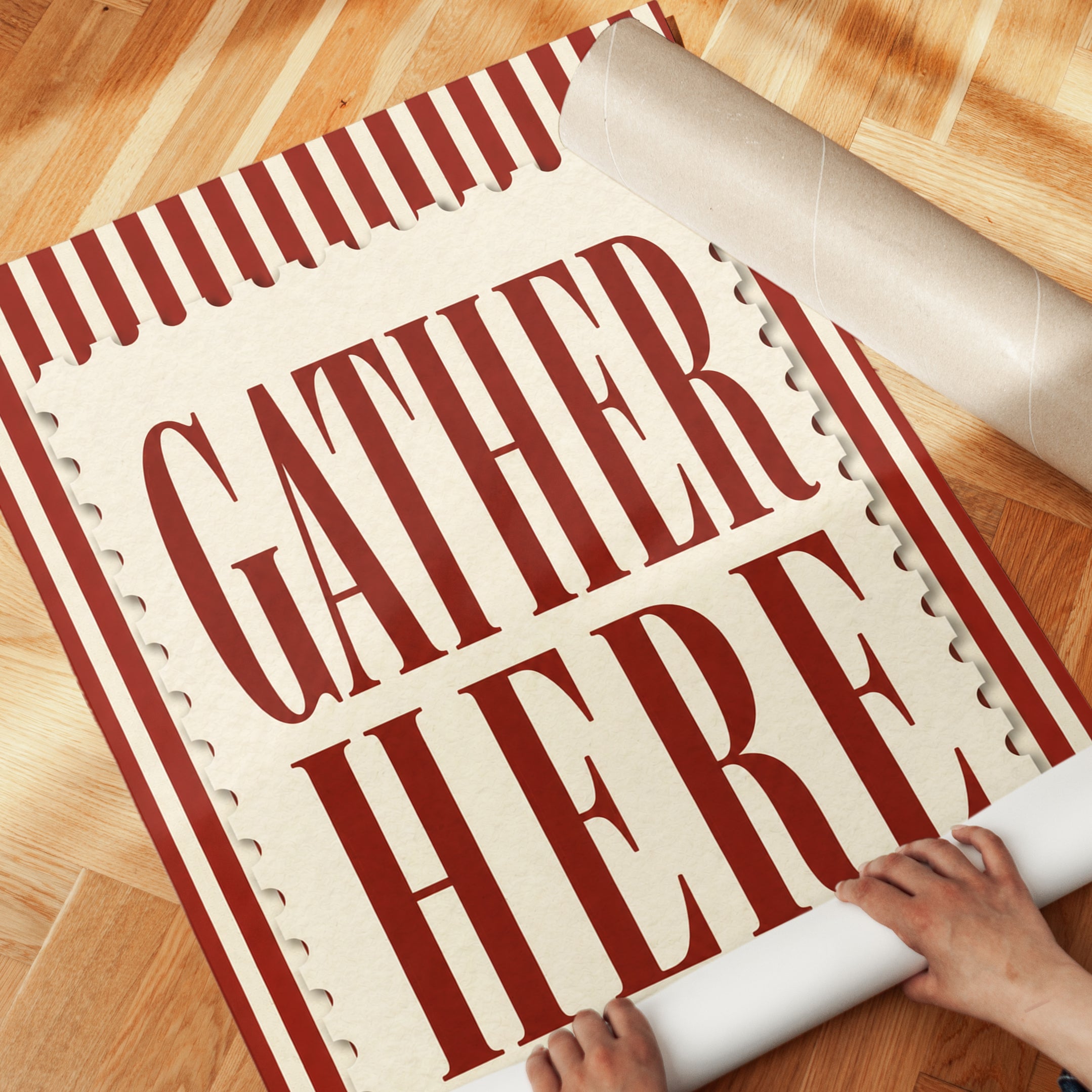 Gather Here Wall Art – Vintage Farmhouse Print - detail