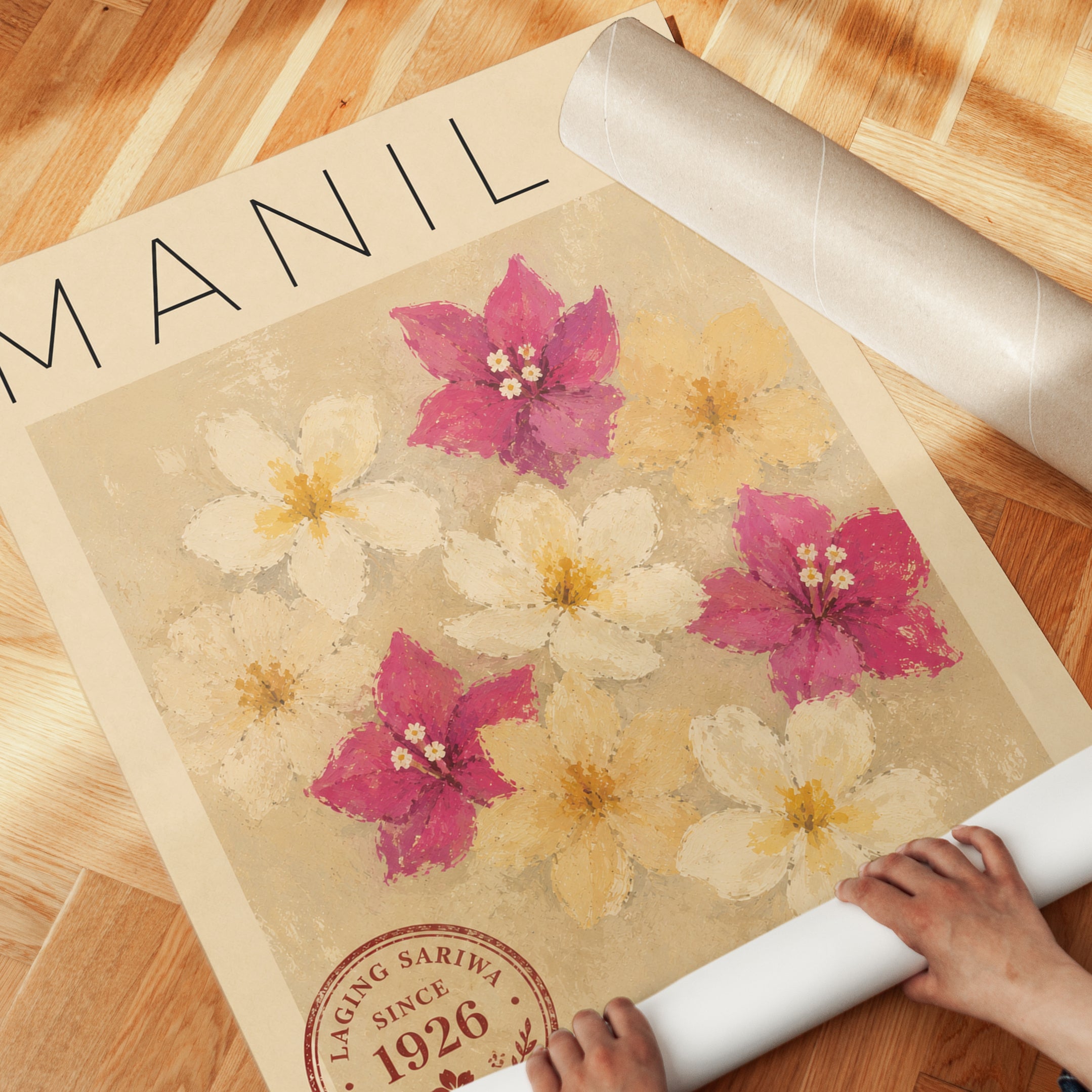 Manila Travel Poster – Vintage Floral Wall Art - detail