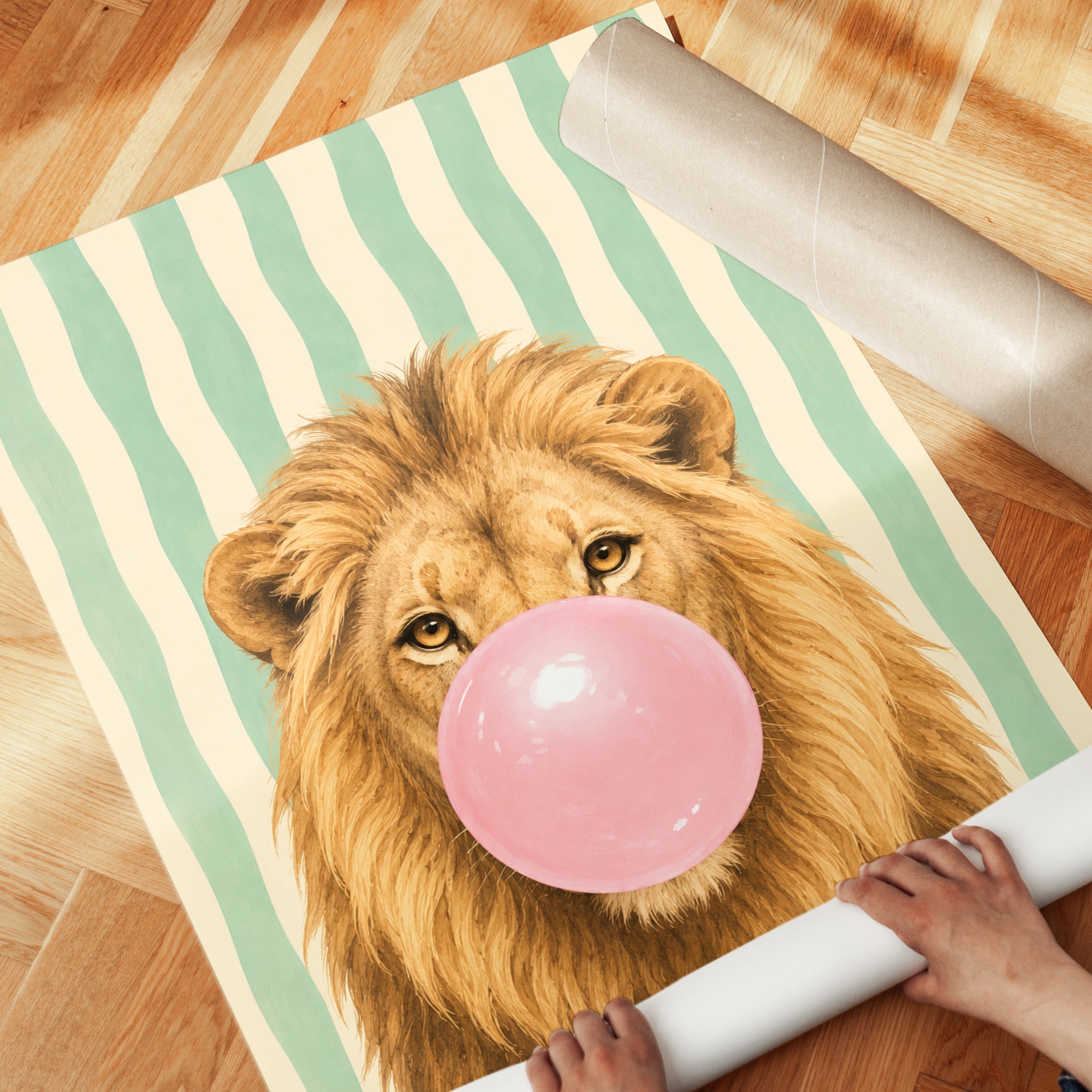 Lion Bubble Gum Print – Funny Animal Wall Art - detail