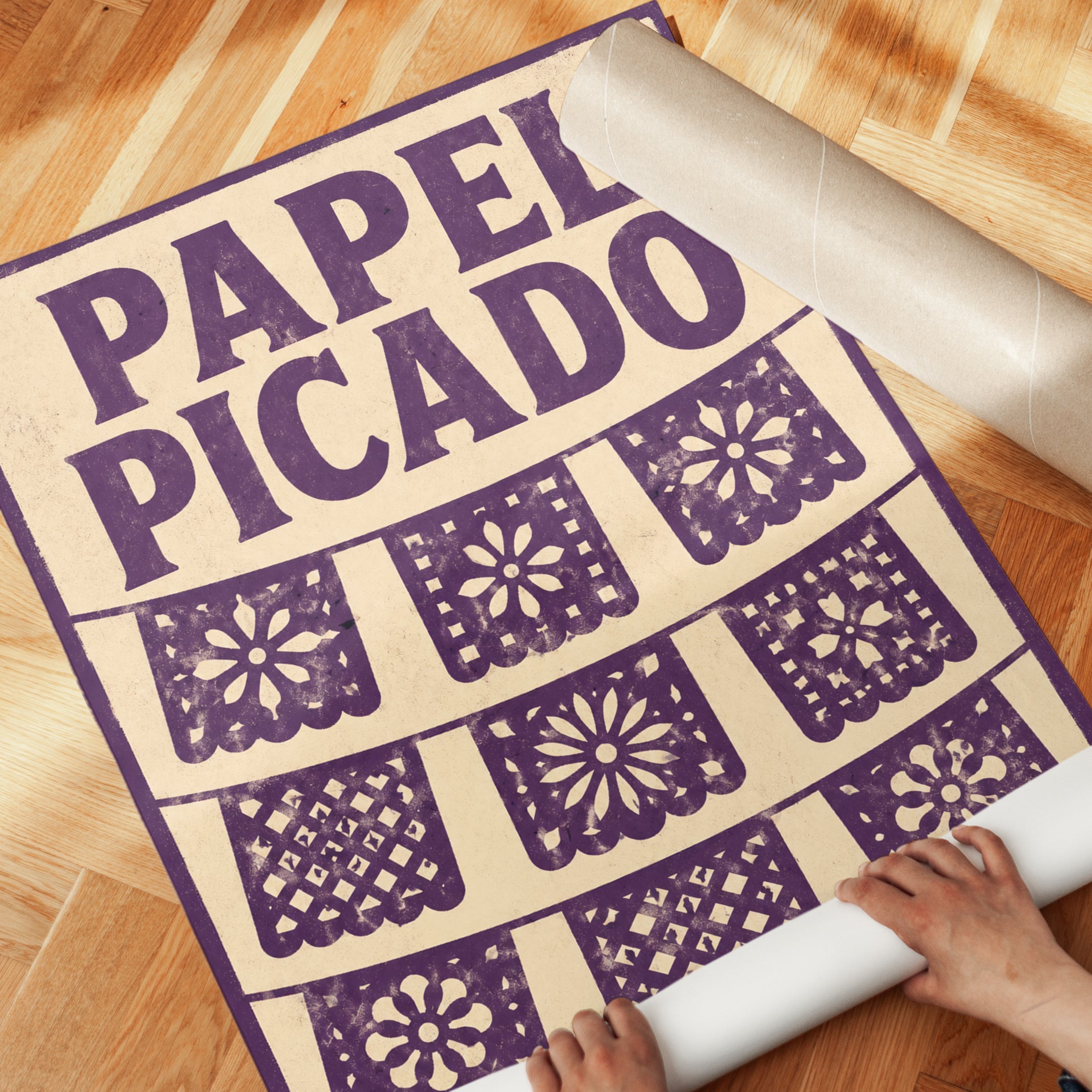 Mexican Folk Art Print: Vibrant Papel Picado - detail