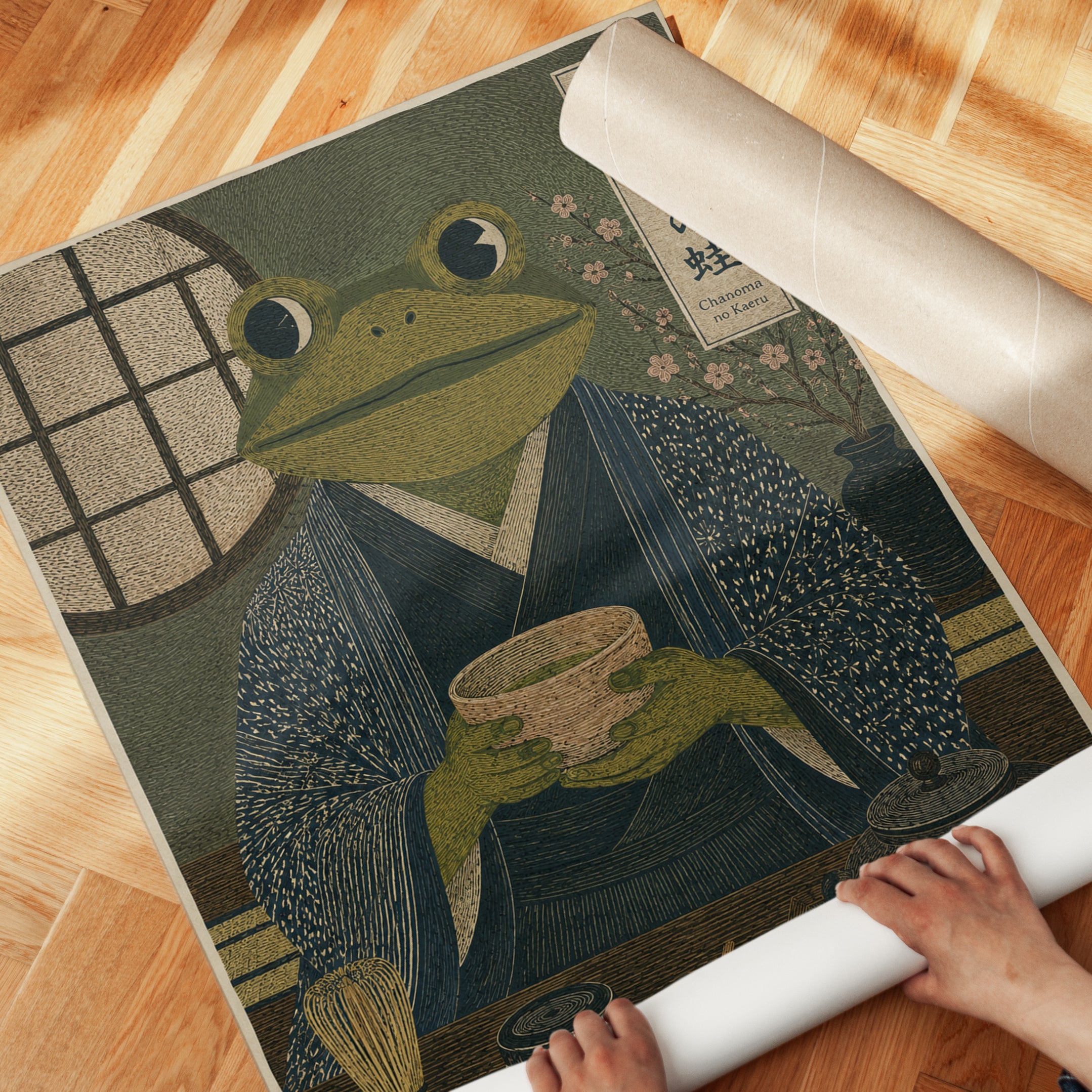 Japanese Tea Ceremony Art – Frog Wall Print - detail
