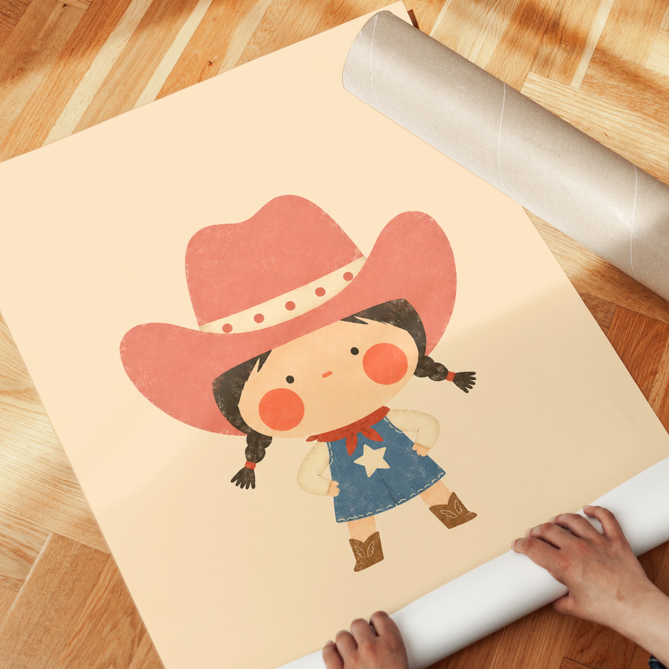 Cowgirl Nursery Art – Western Kids Room Print - detail