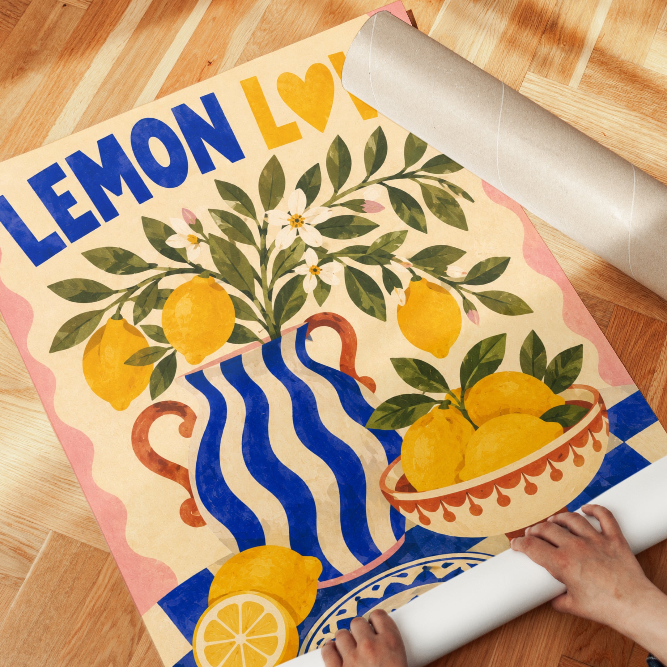 Lemon Kitchen Wall Art – Citrus Fruit Print - detail