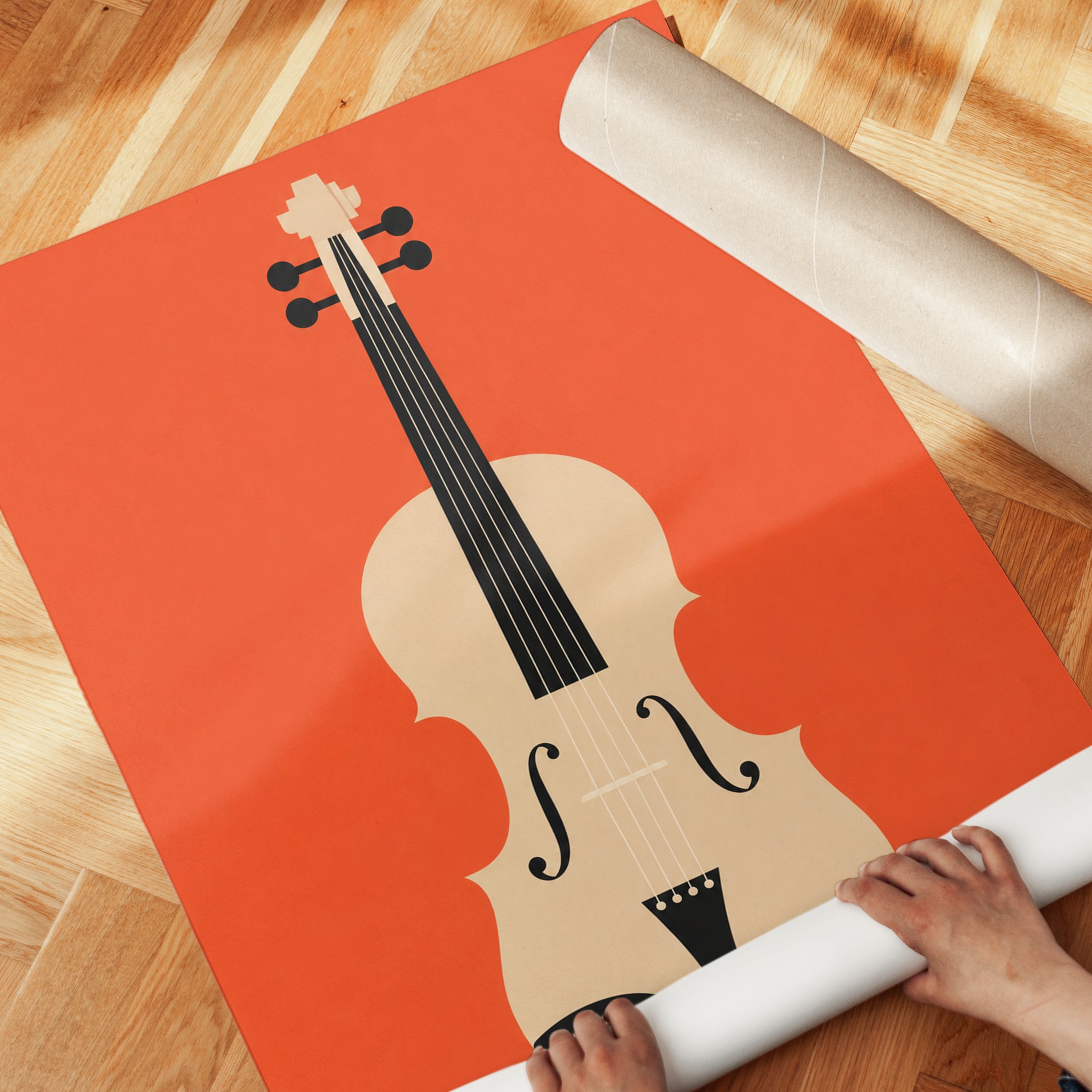 Violin Art Print — Mid-Century Modern Minimalist Design - detail