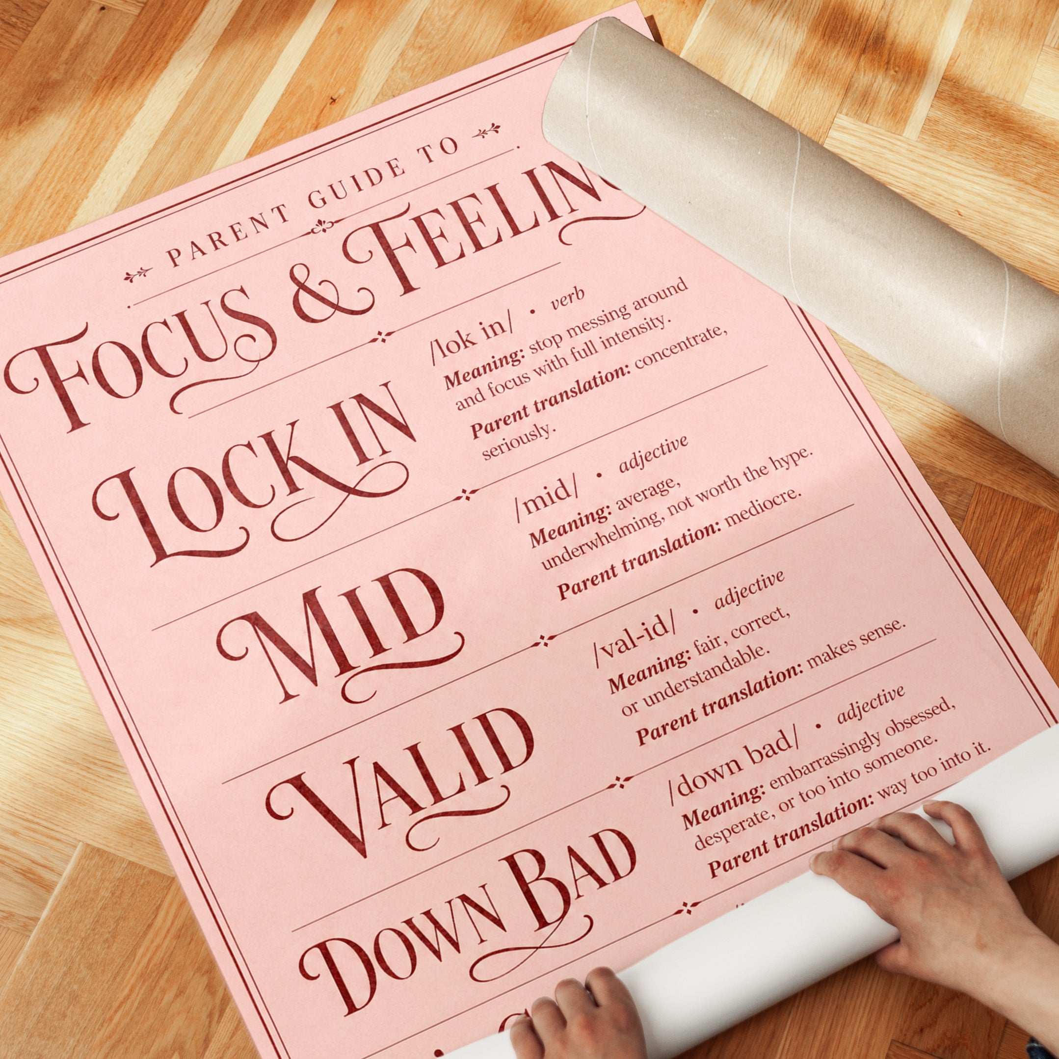 Parent Guide Poster – Parenting Slang Wall Art - detail