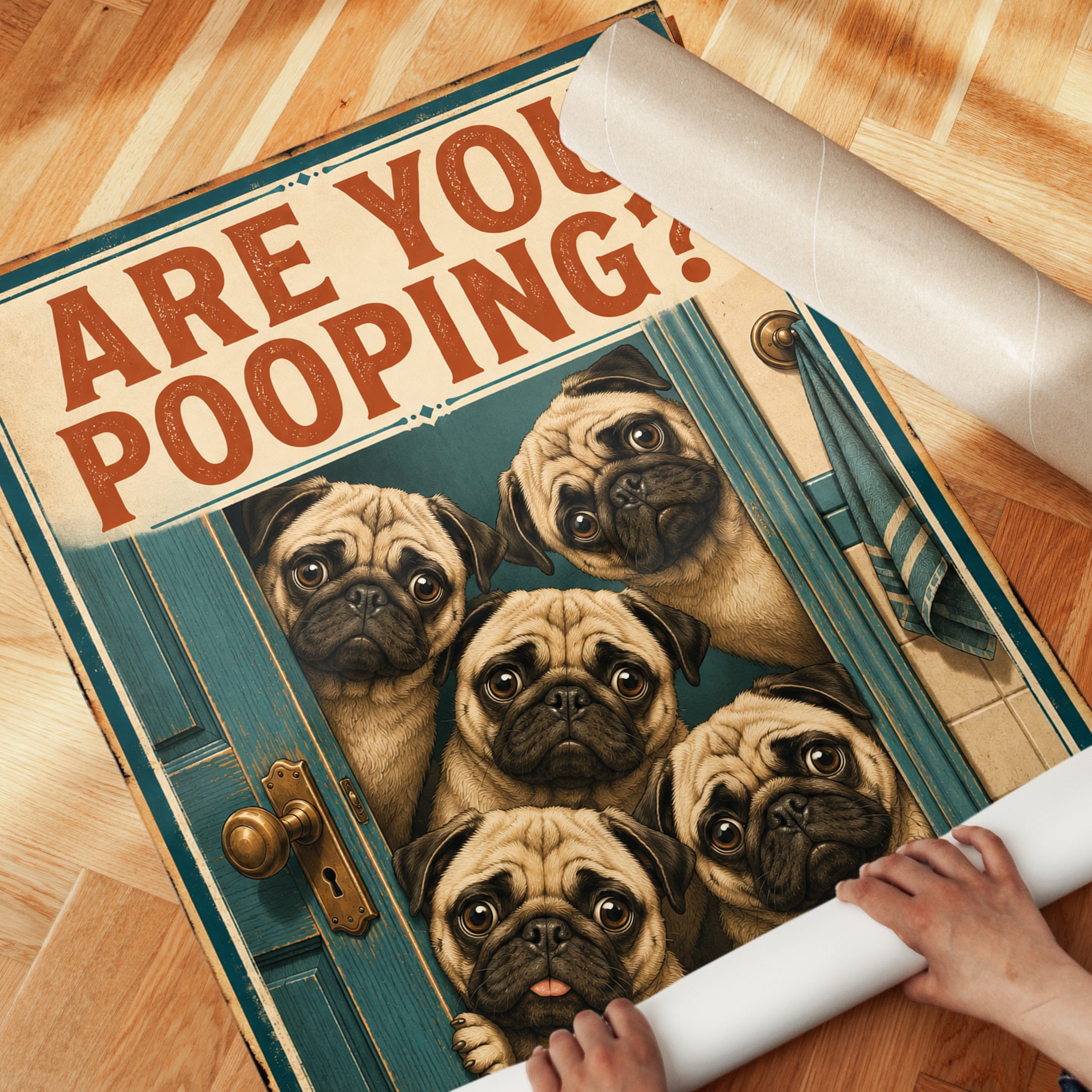 Pug Wall Art Print: Vintage Humor - detail