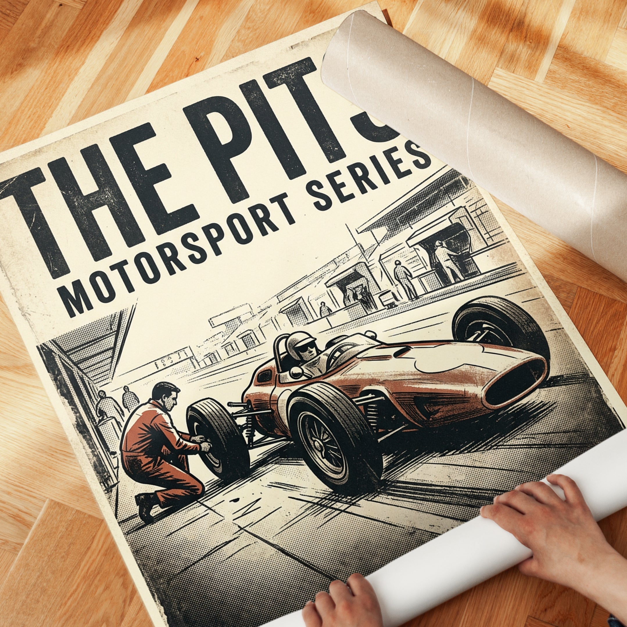 Vintage Racing Poster Print — The Pits Motorsport Series - detail
