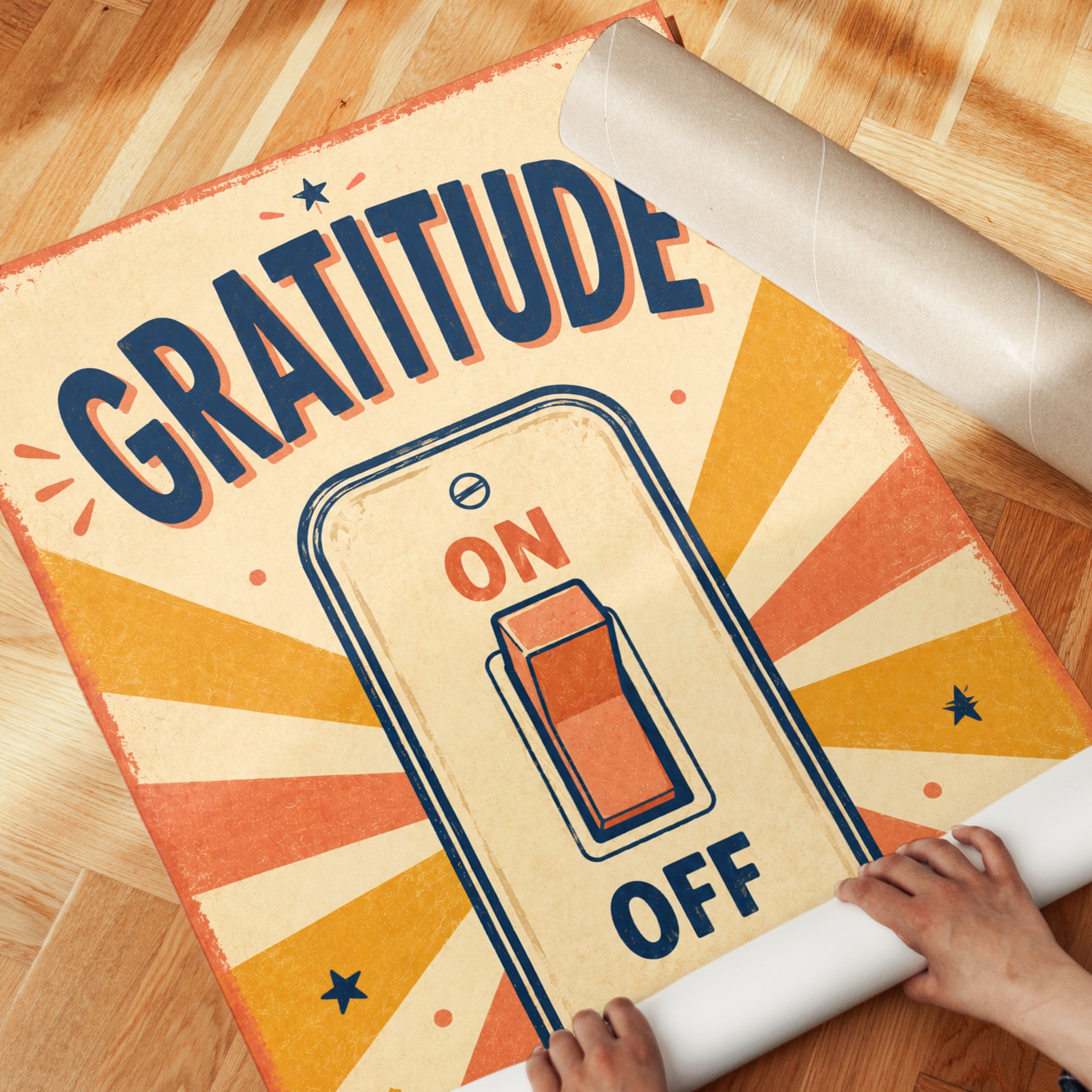 Gratitude Wall Art – Vintage Light Switch Print - detail