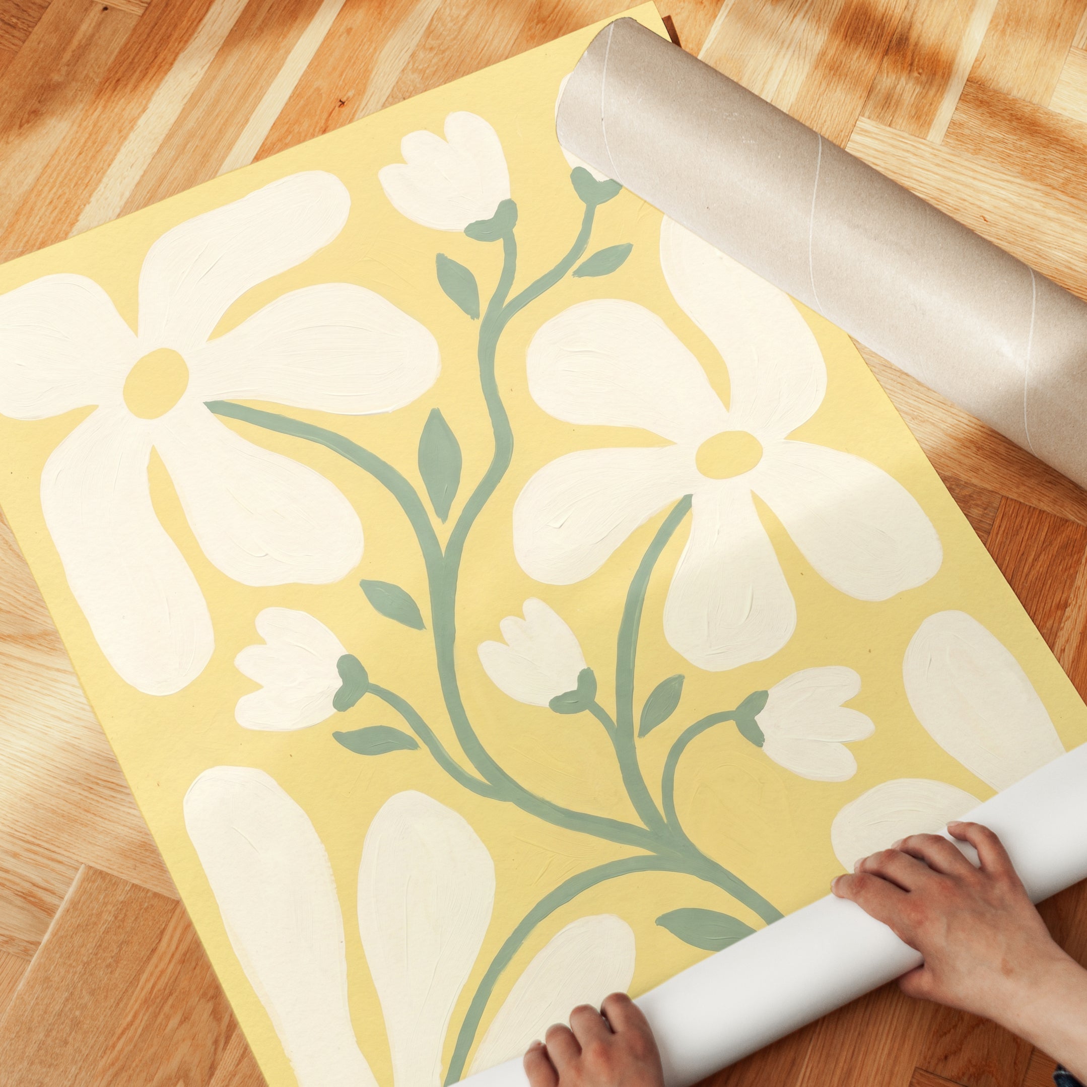 Botanical Wall Art: Yellow Floral Cutout - detail