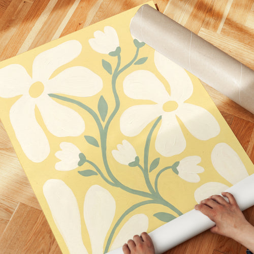 Botanical Wall Art: Yellow Floral Cutout - detail
