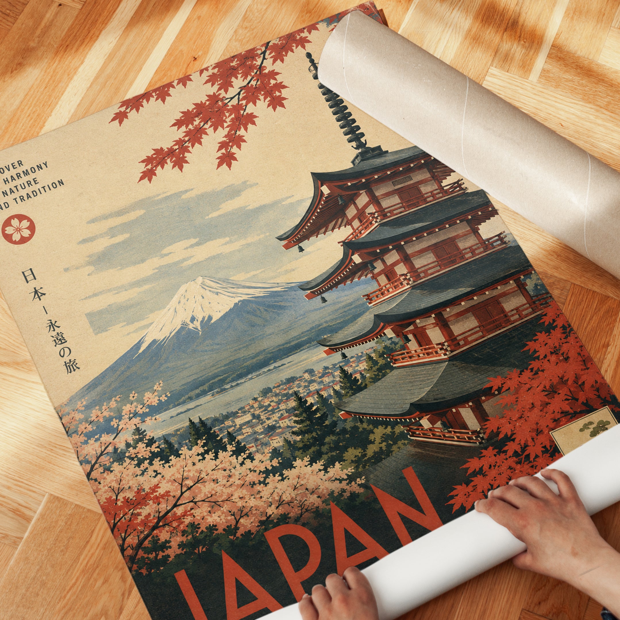 Japan Travel Poster – Vintage Japanese Wall Art - detail