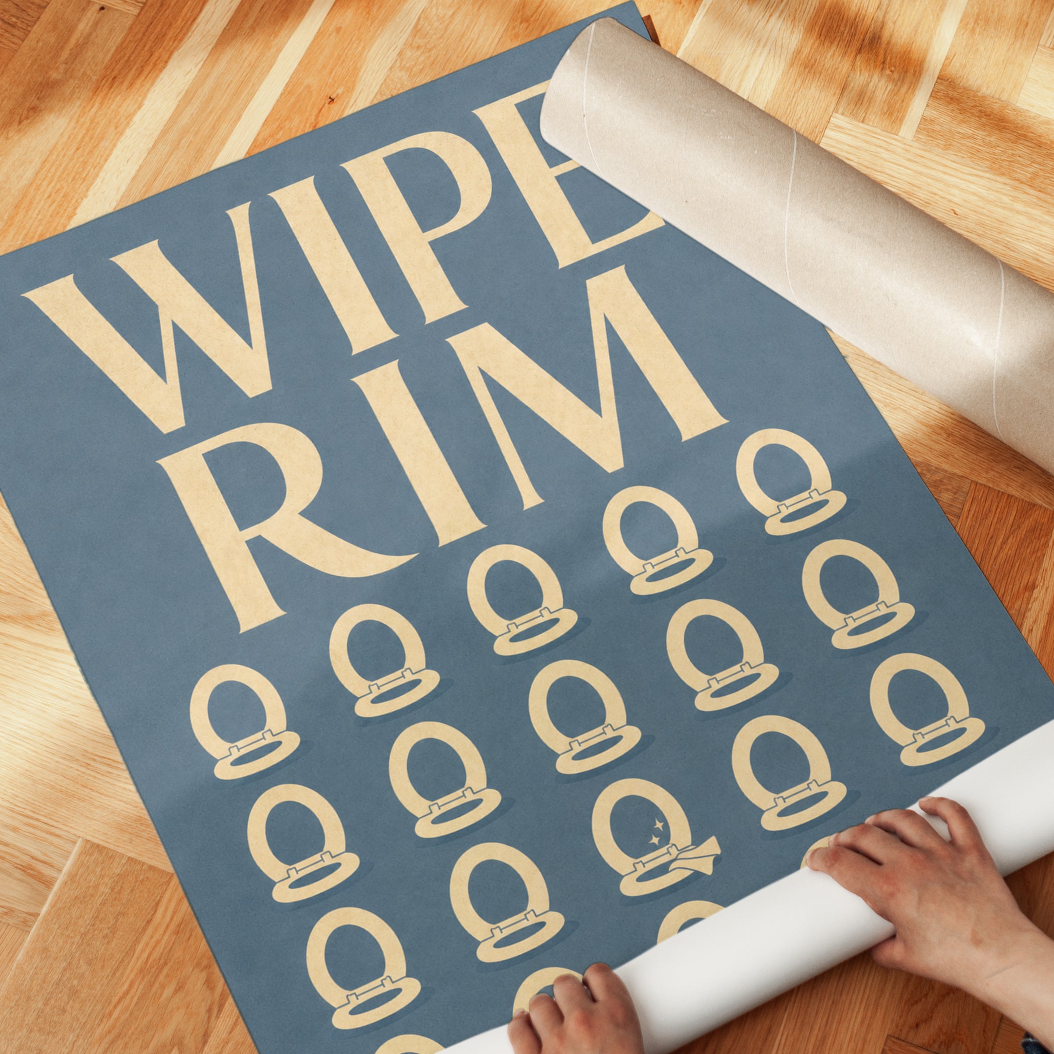 Funny Bathroom Print: Wipe Rim Typography - detail