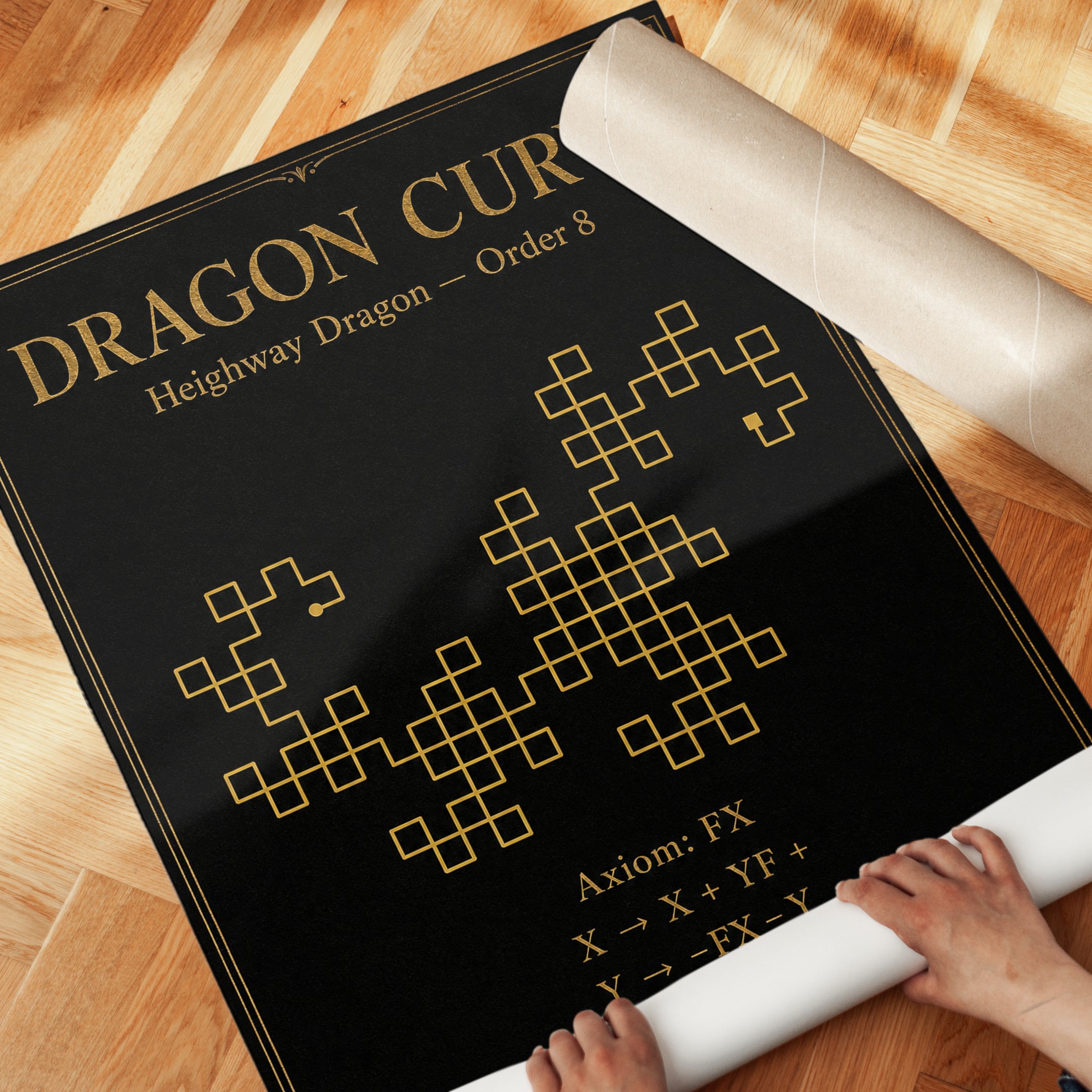 Dragon Curve Poster – Fractal Art Print - detail