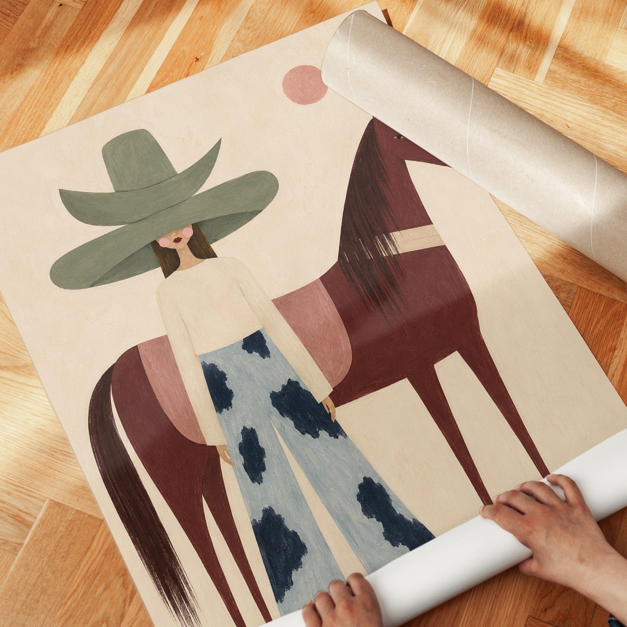Woman and Horse Wall Art - detail