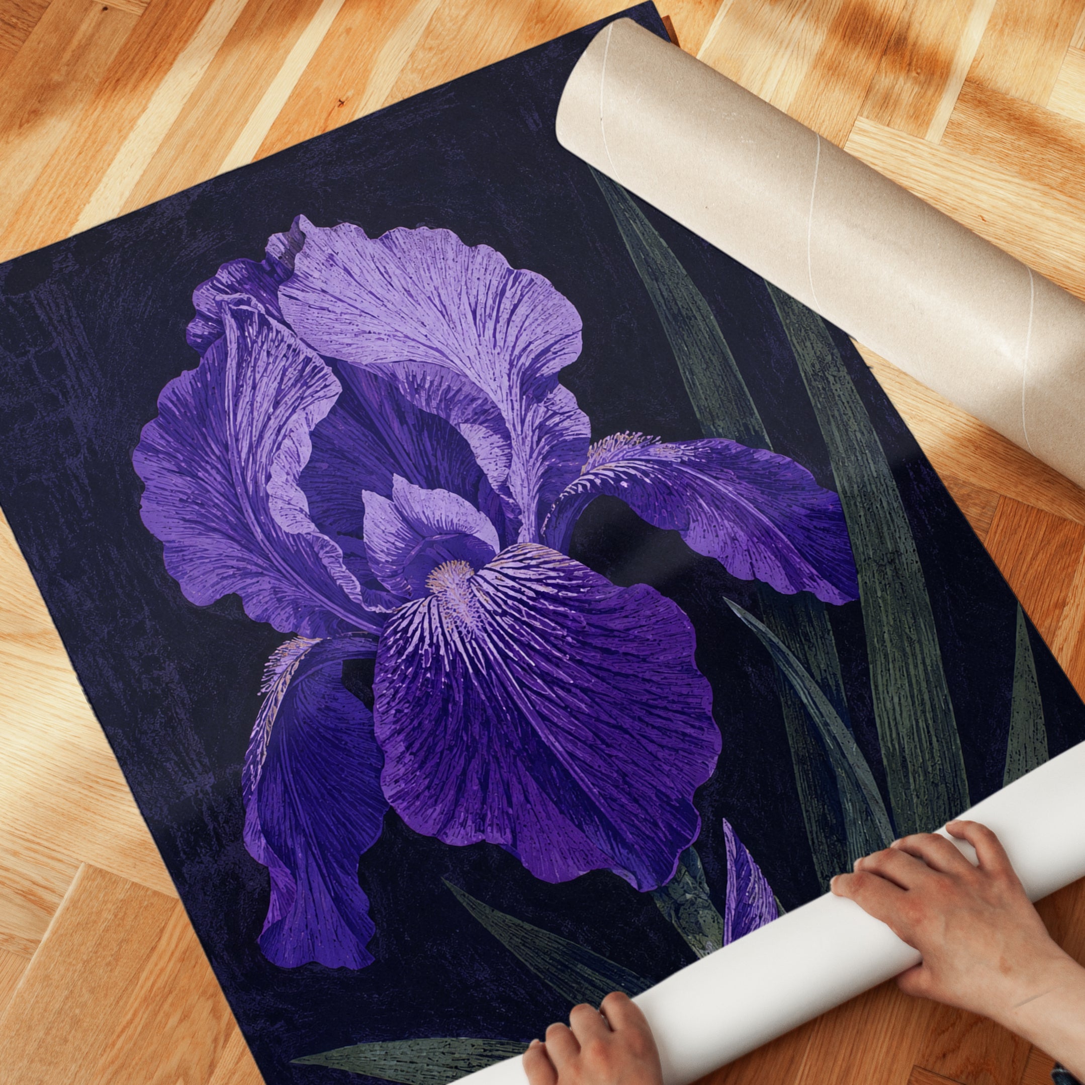 Iris Wall Art – Purple Flower Print - detail