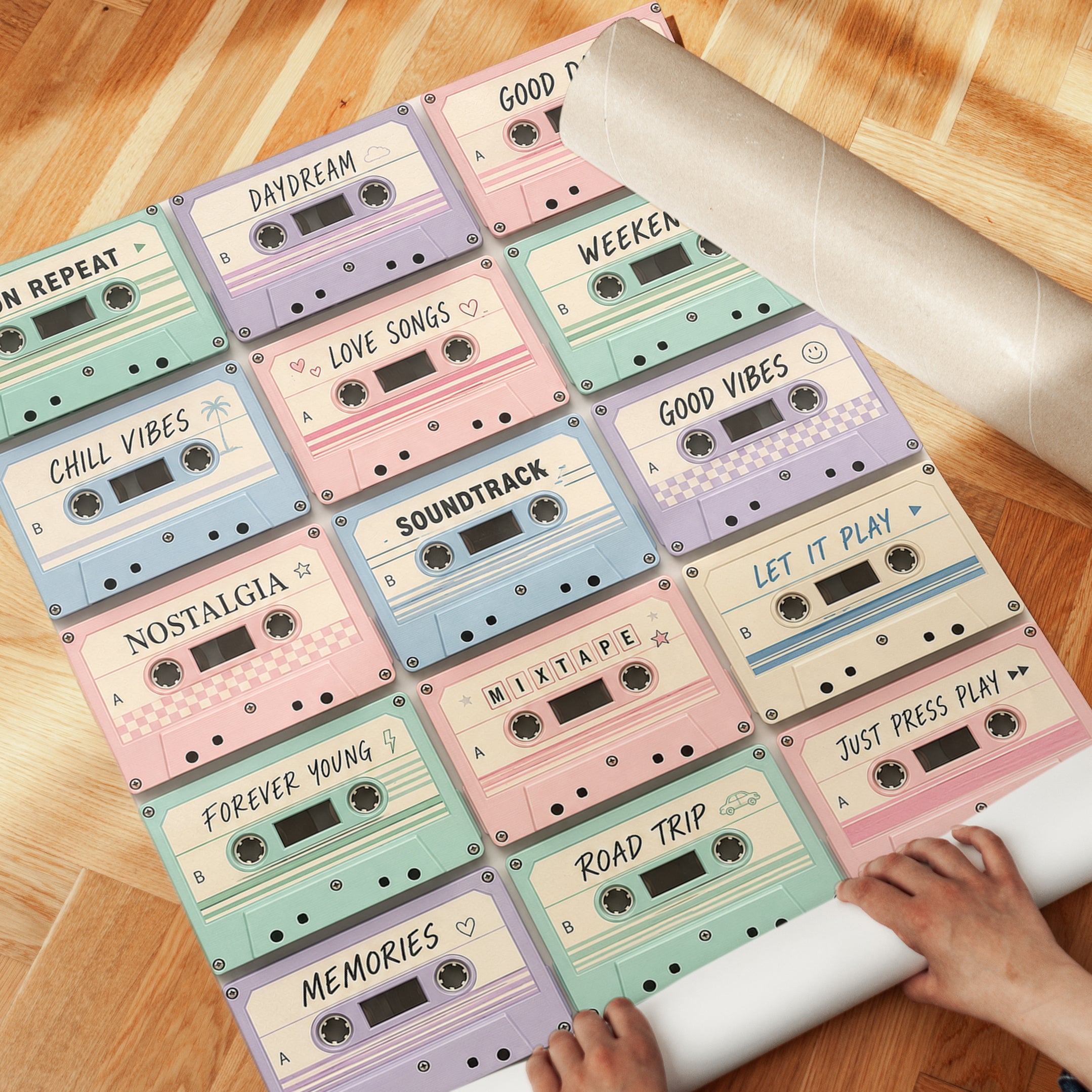 Cassette Tape Art Print: Retro Music Playlist - detail