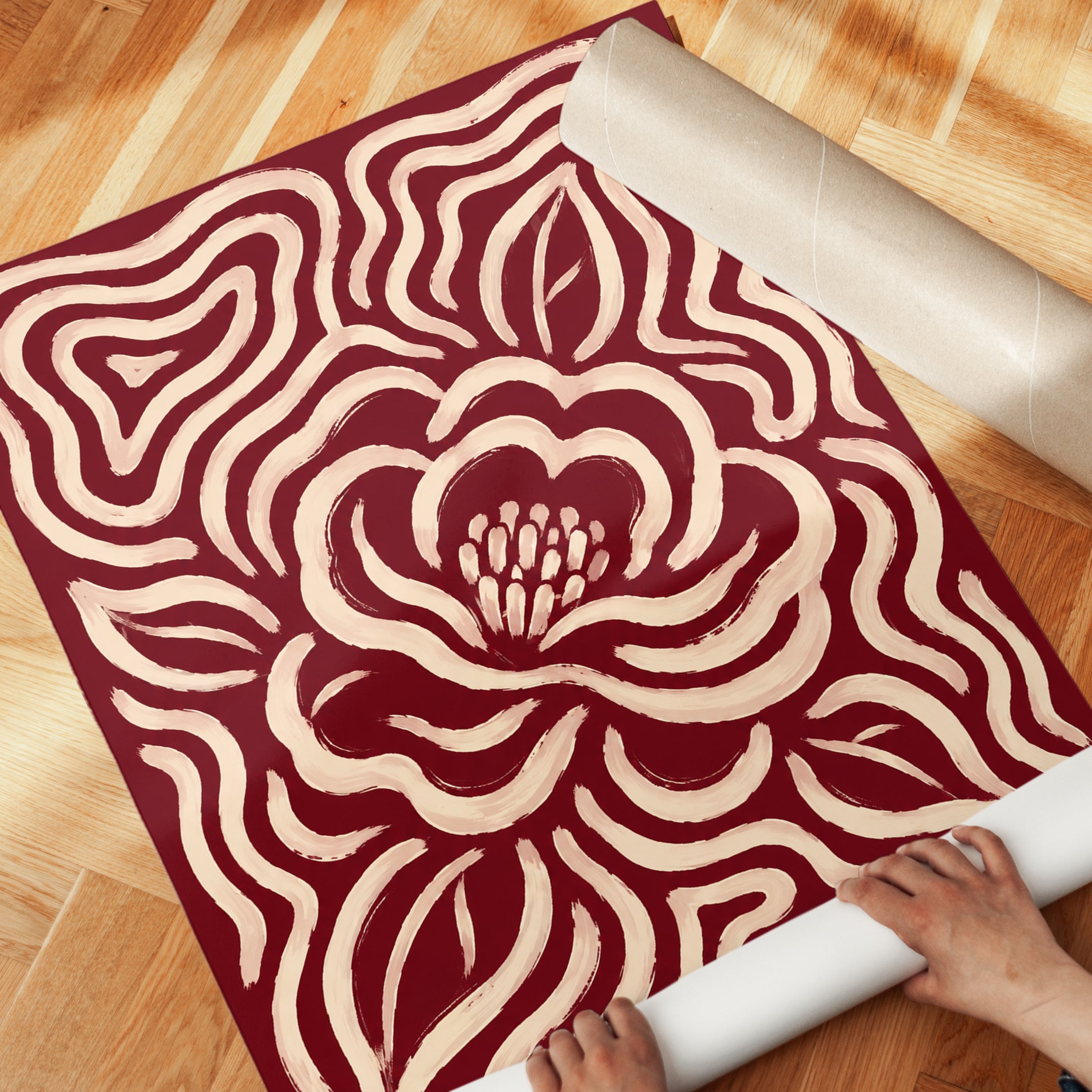 Vintage Floral Poster – Retro Camellia Print - detail