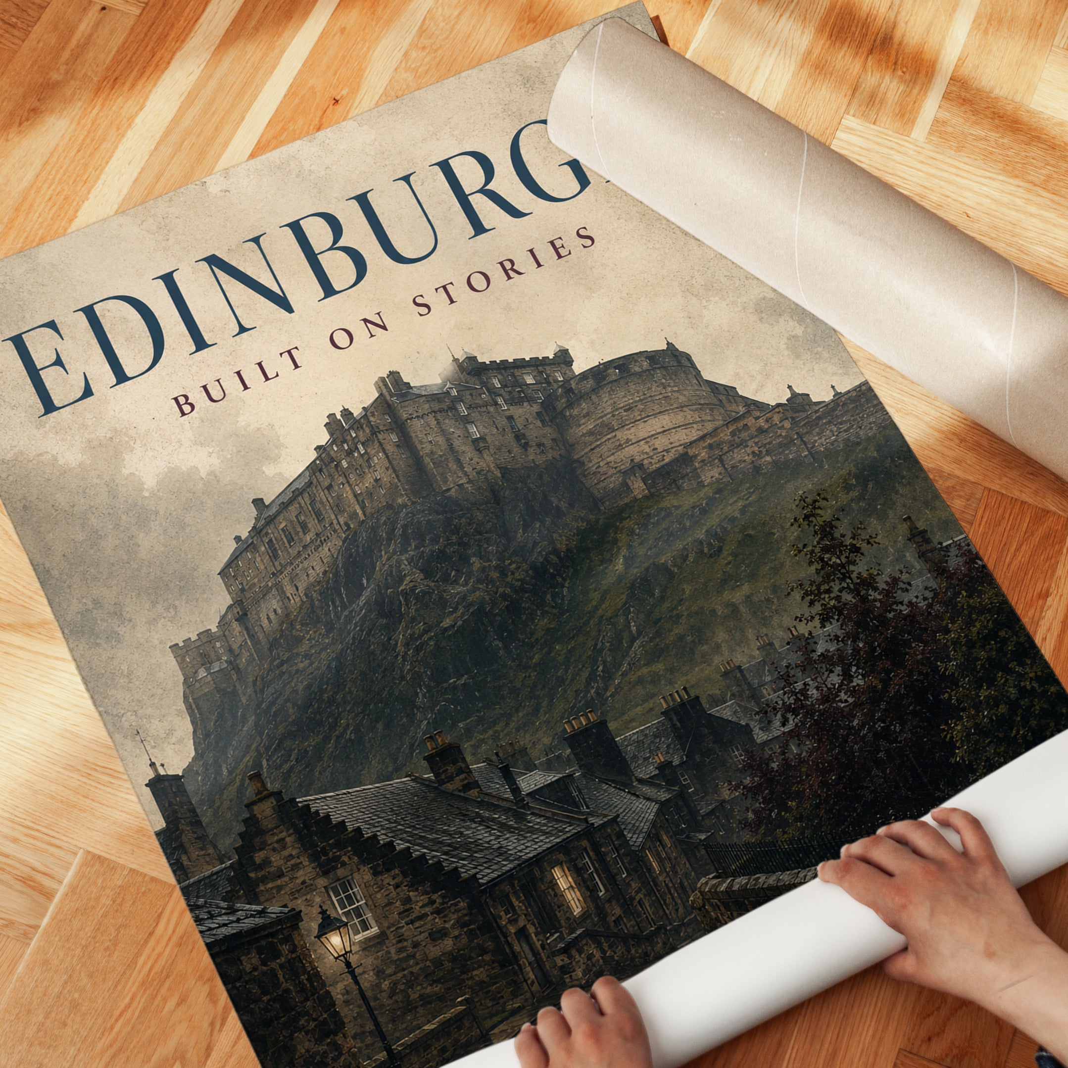 Edinburgh Castle Poster – Scotland Travel Print - detail