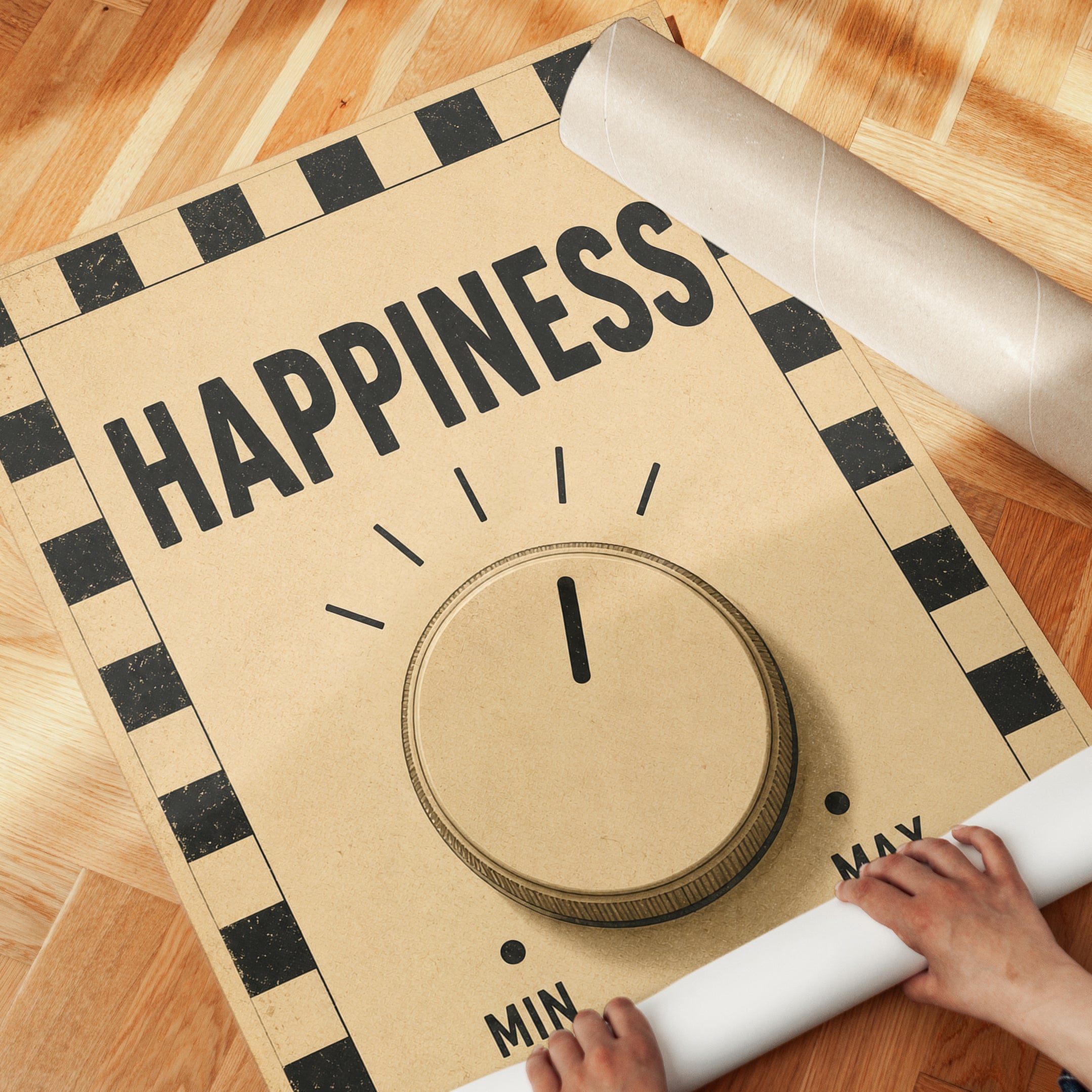 Happiness Wall Art – Vintage Dial Print - detail