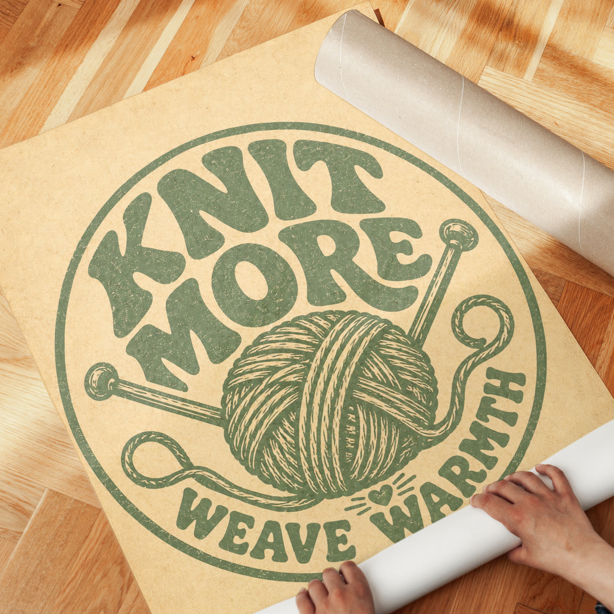 Knit More Weave Warmth Wall Art - detail