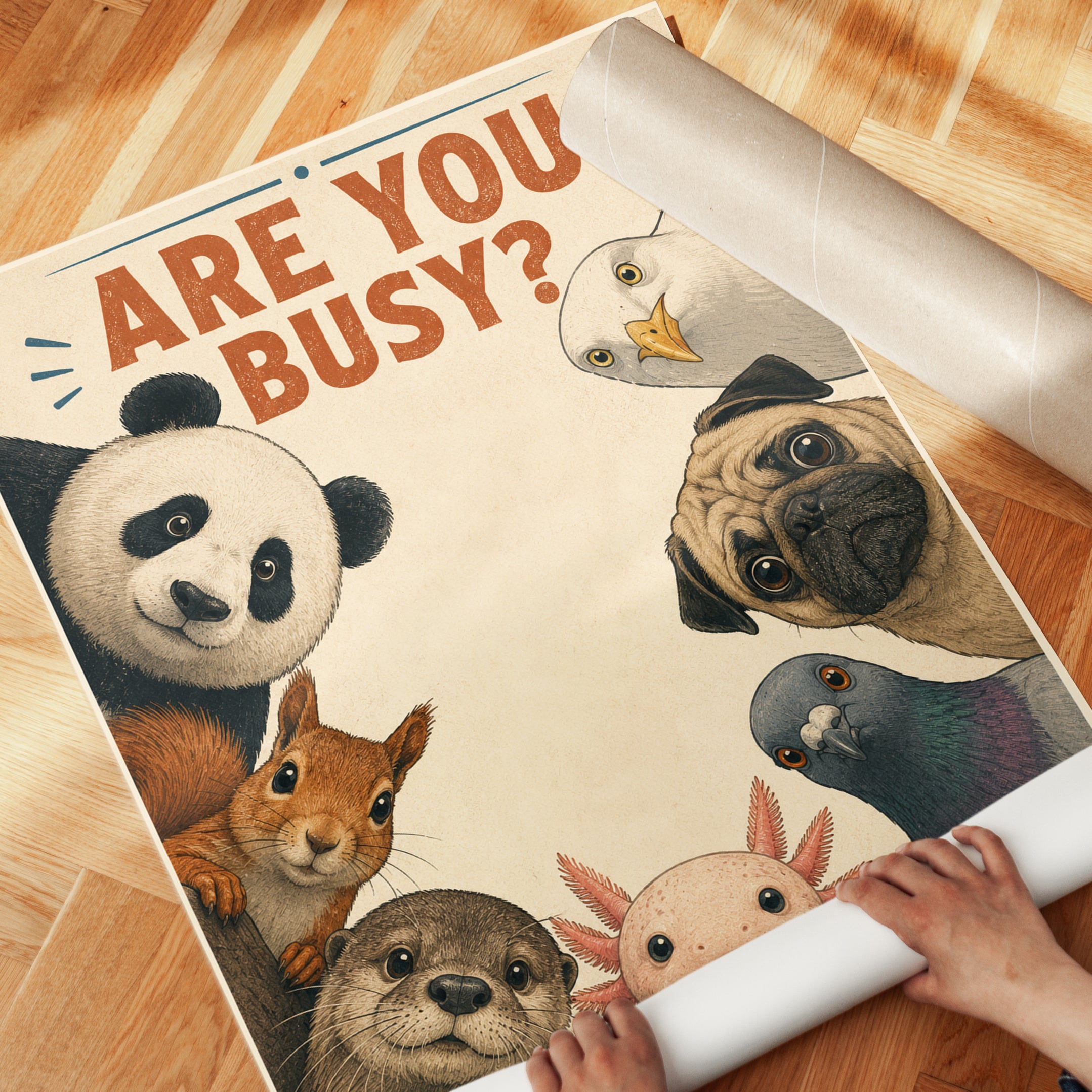 Are You Busy Animal Circle Print: Vintage Storybook Illustration - detail