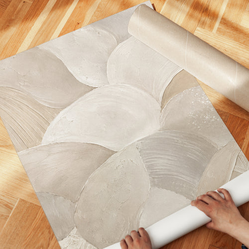 Abstract Neutral Shells Art Print: Organic Textured Beige Design - detail