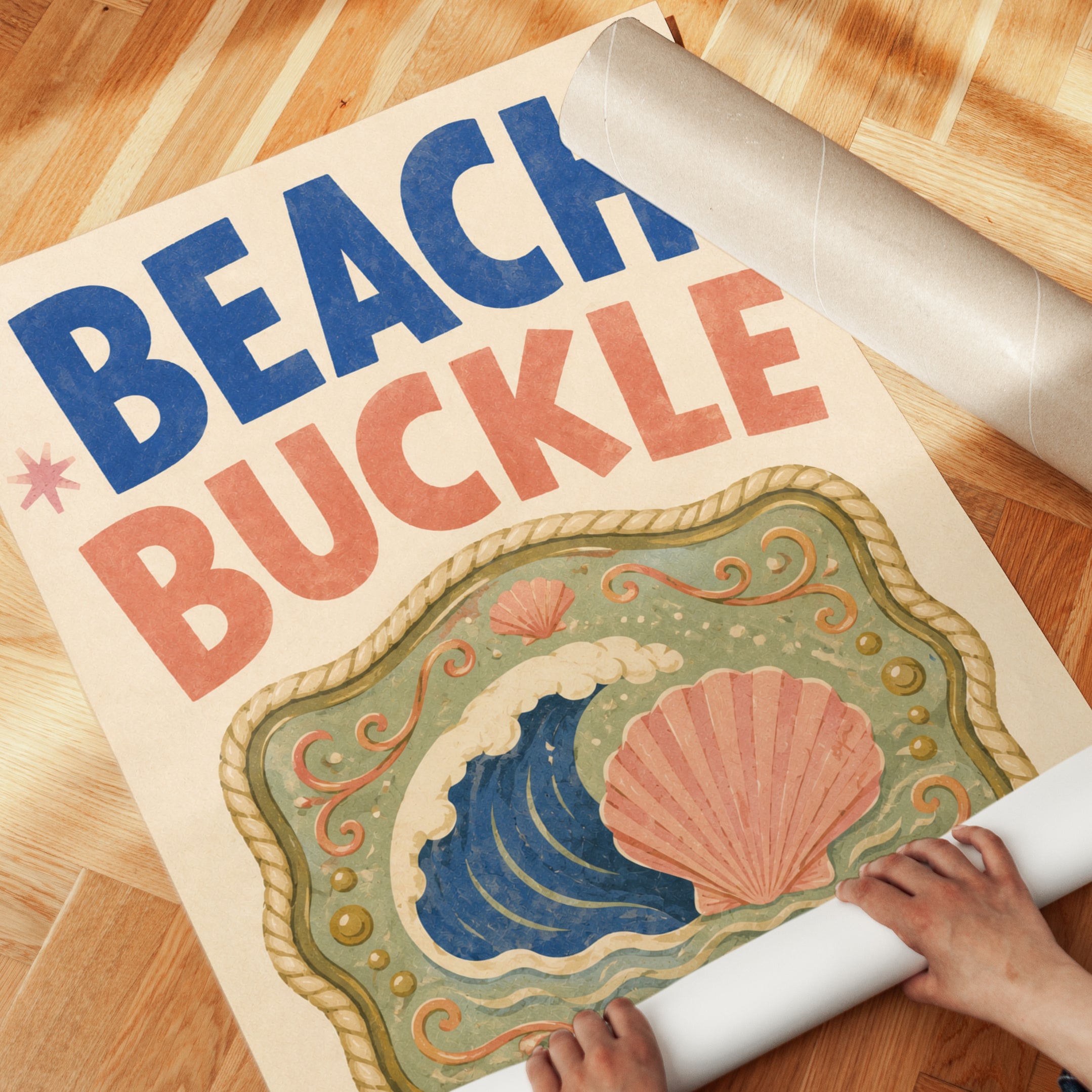 Beach Buckle Poster: Vintage Nautical Belt Buckle Art Print - detail
