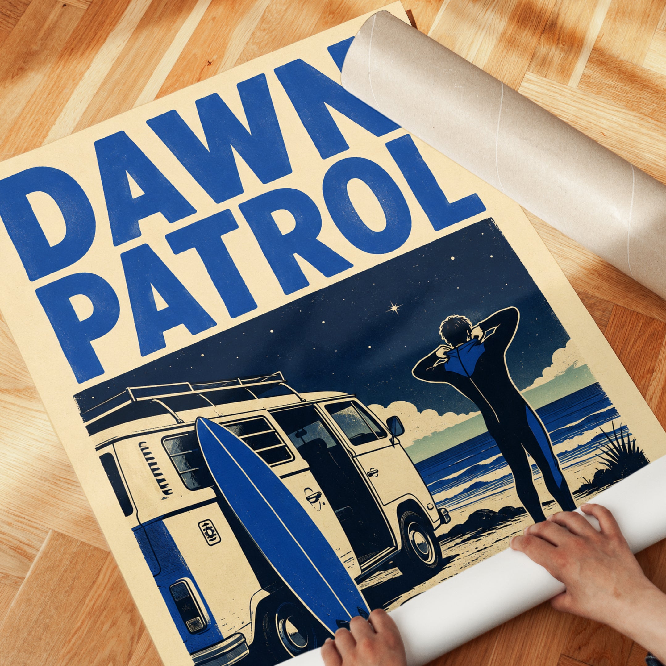 Surf Van Wall Art – Dawn Patrol Beach Print - detail
