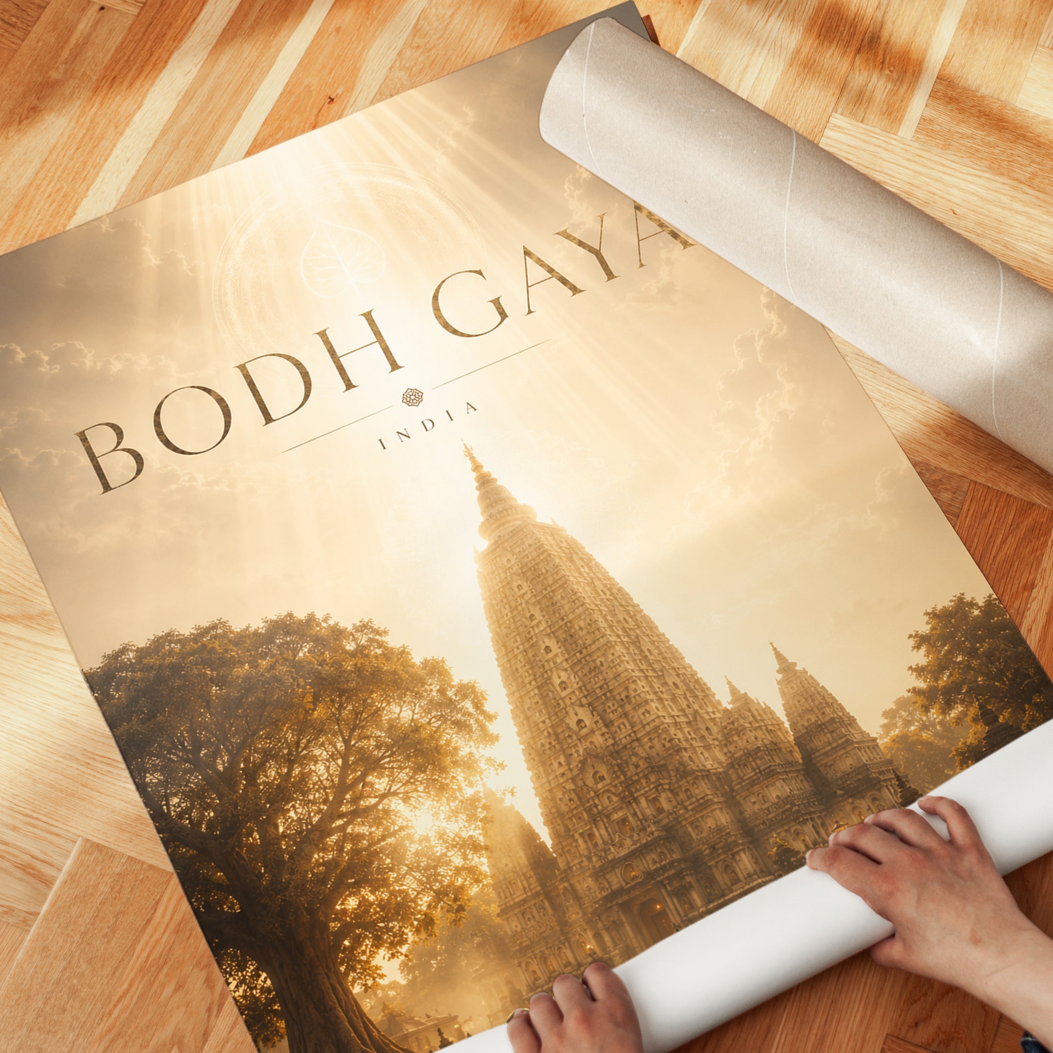 Bodhi Gaya Travel Poster – India Wall Art - detail