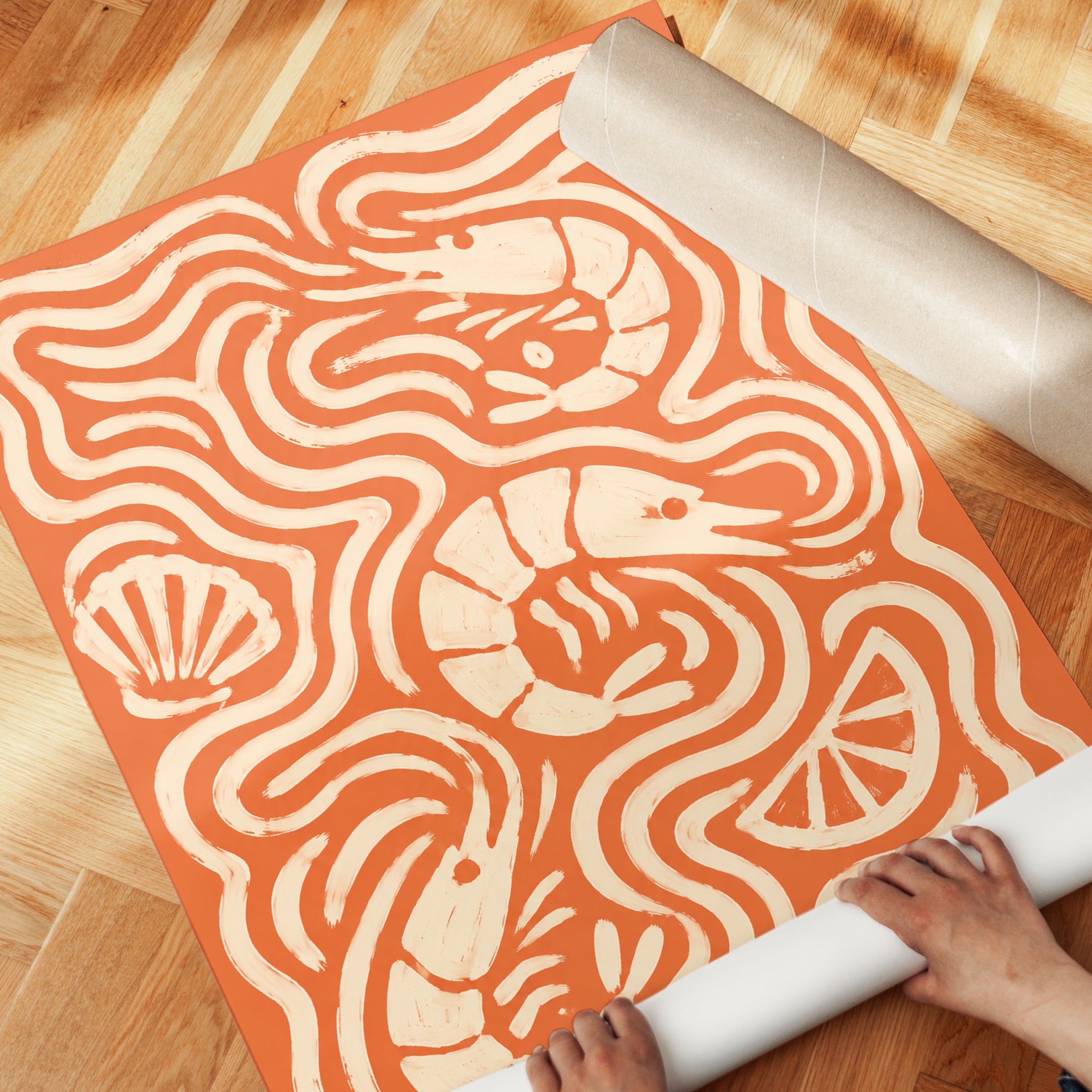 Shrimp Kitchen Wall Art – Coastal Food Print - detail
