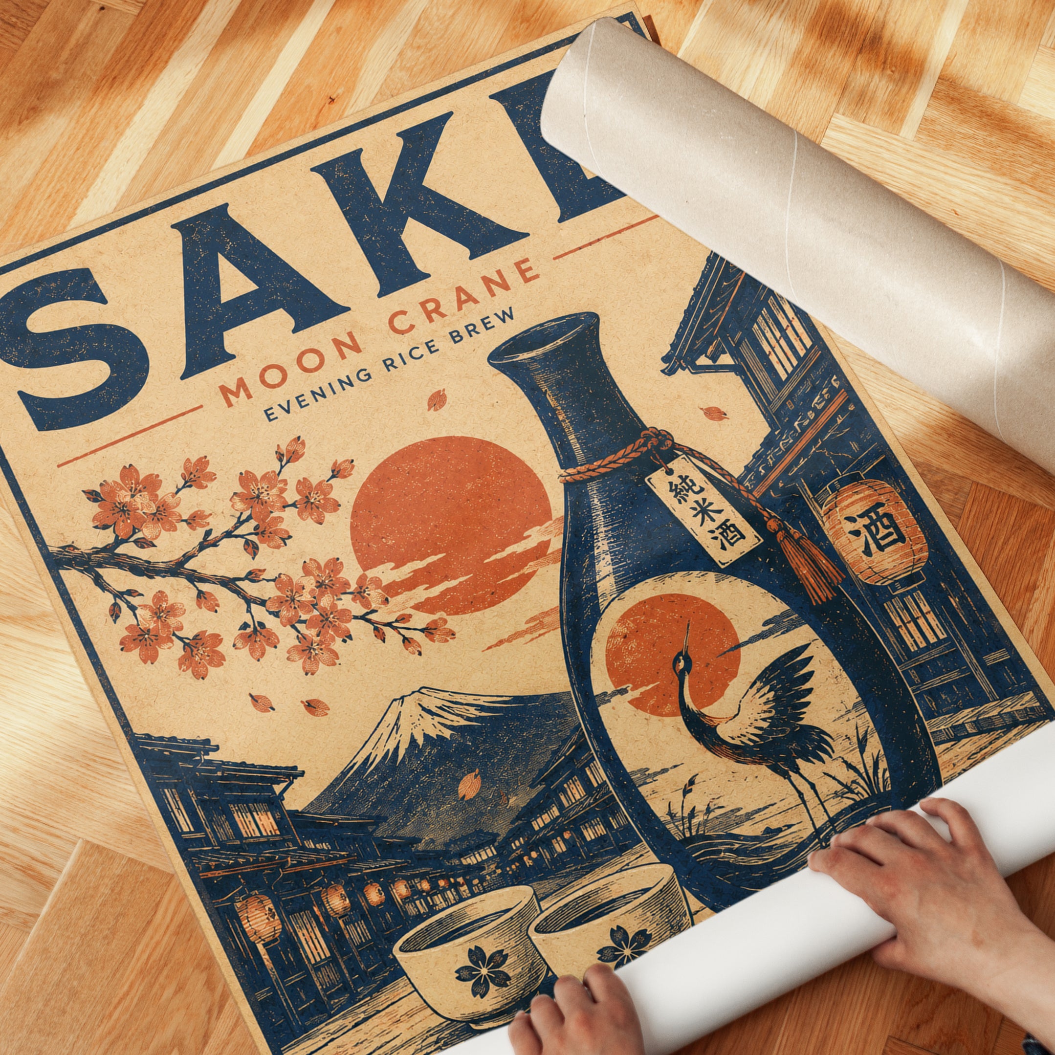 Japanese Sake Travel Poster – Vintage Style - detail