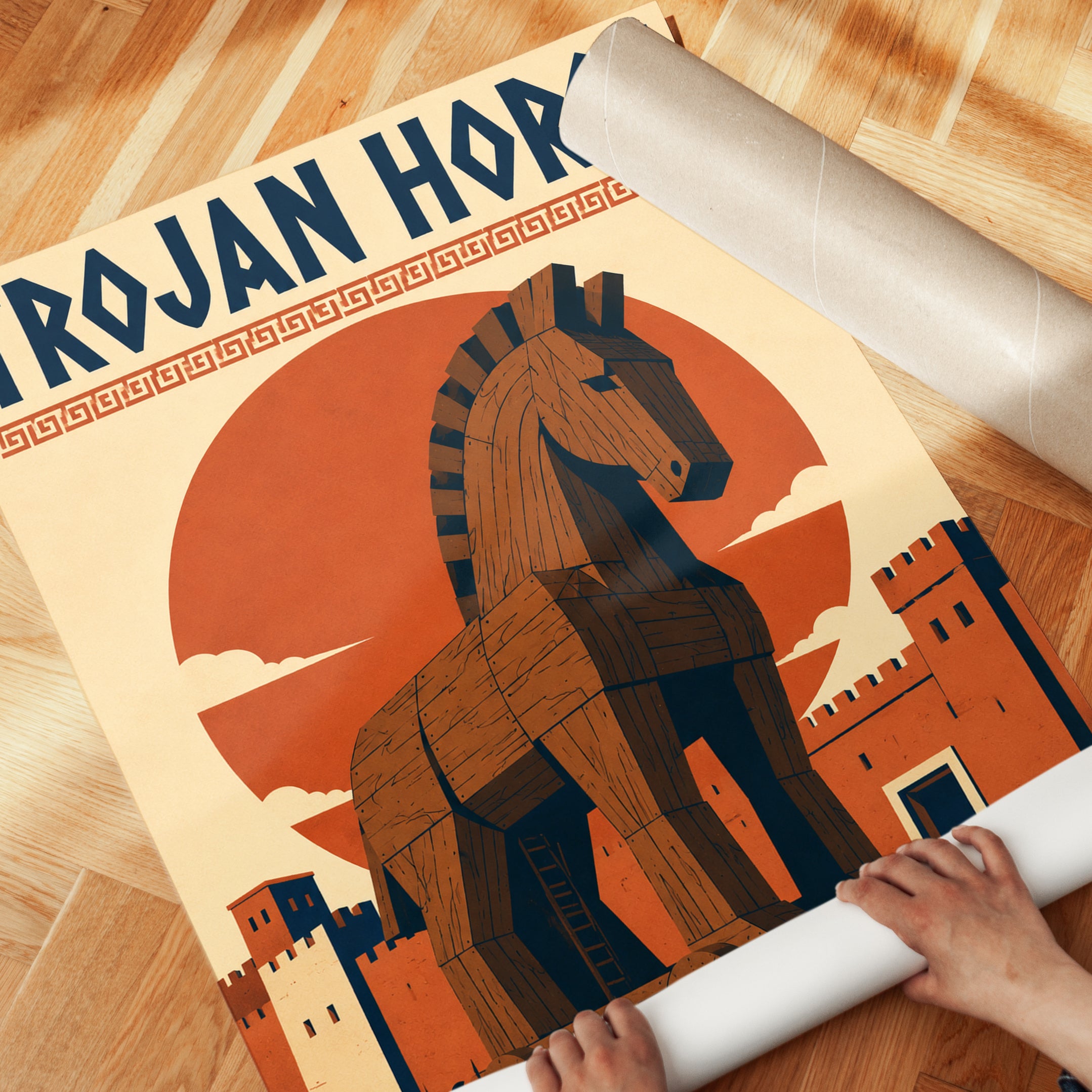 Greek Mythology Poster – Trojan Horse Wall Art - detail