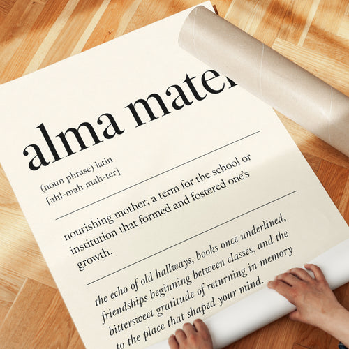 Alma Mater Definition Print: Minimalist Typography Wall Art - detail