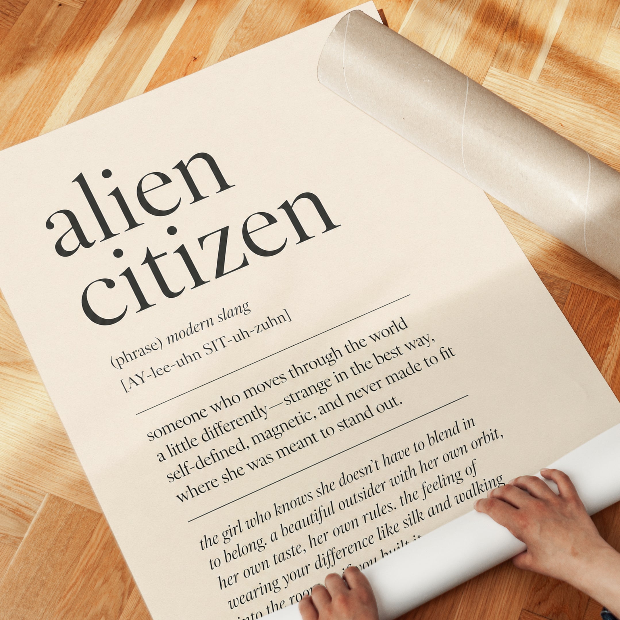 Alien Citizen Definition Print: Modern Typography Wall Art - detail