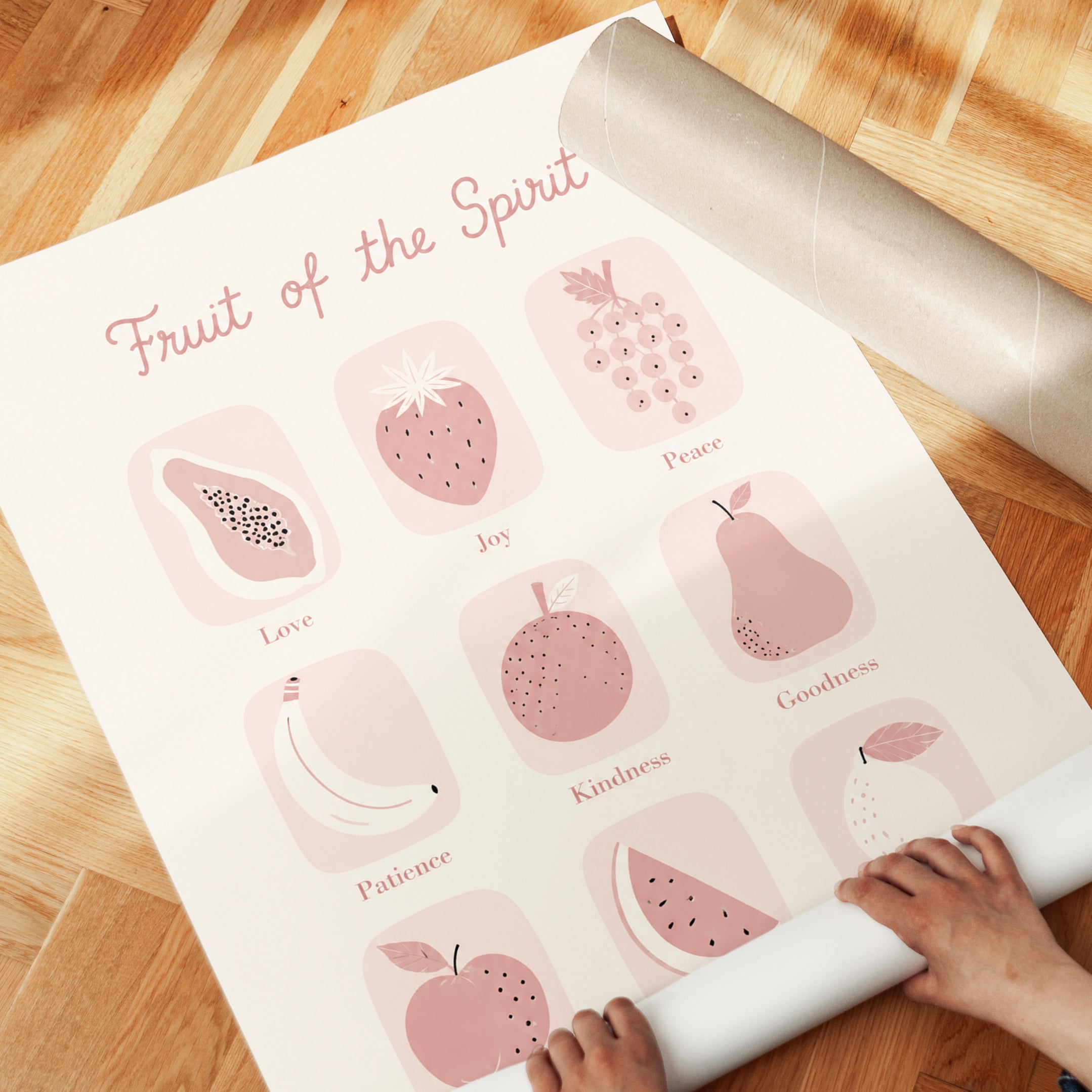 Fruit of the Spirit Print: Christian Nursery & Kitchen Wall Art - detail