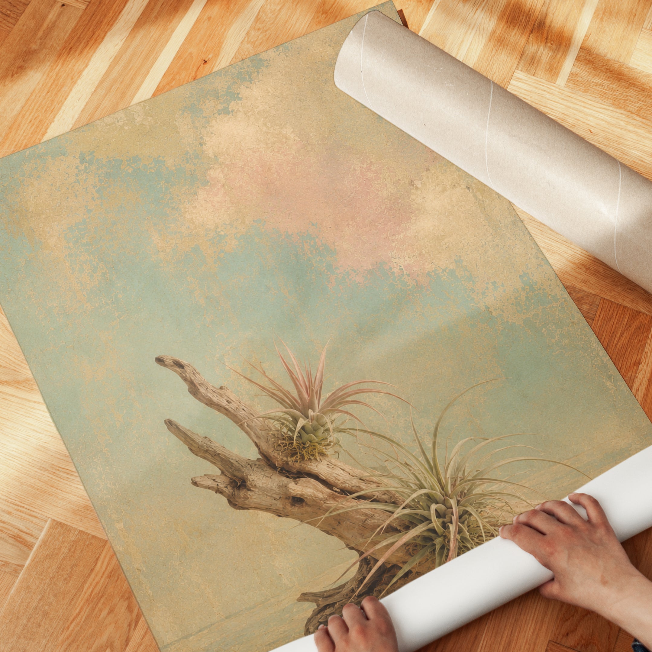 Driftwood Wall Art – Air Plant Print - detail