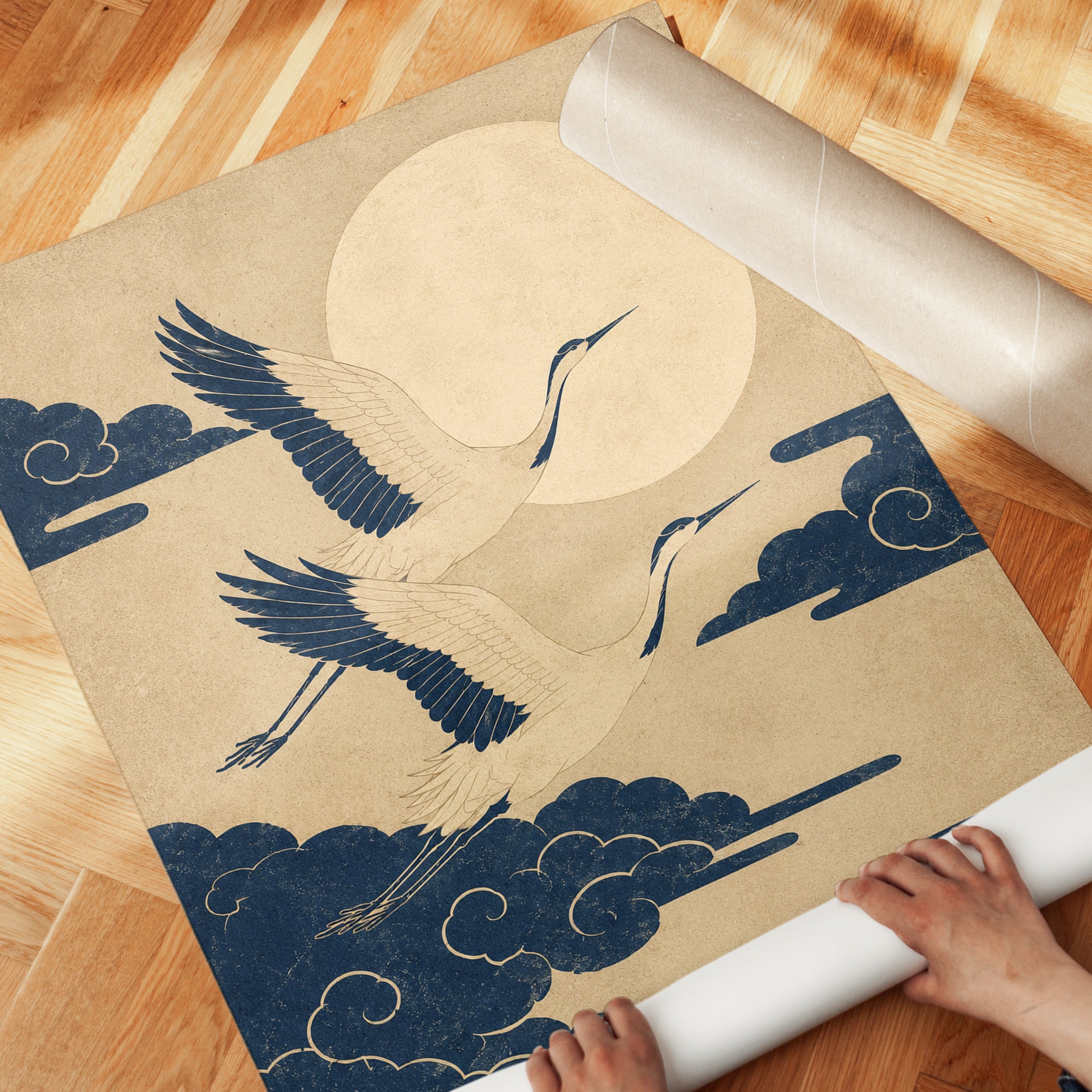 Japanese Crane Art Print - detail