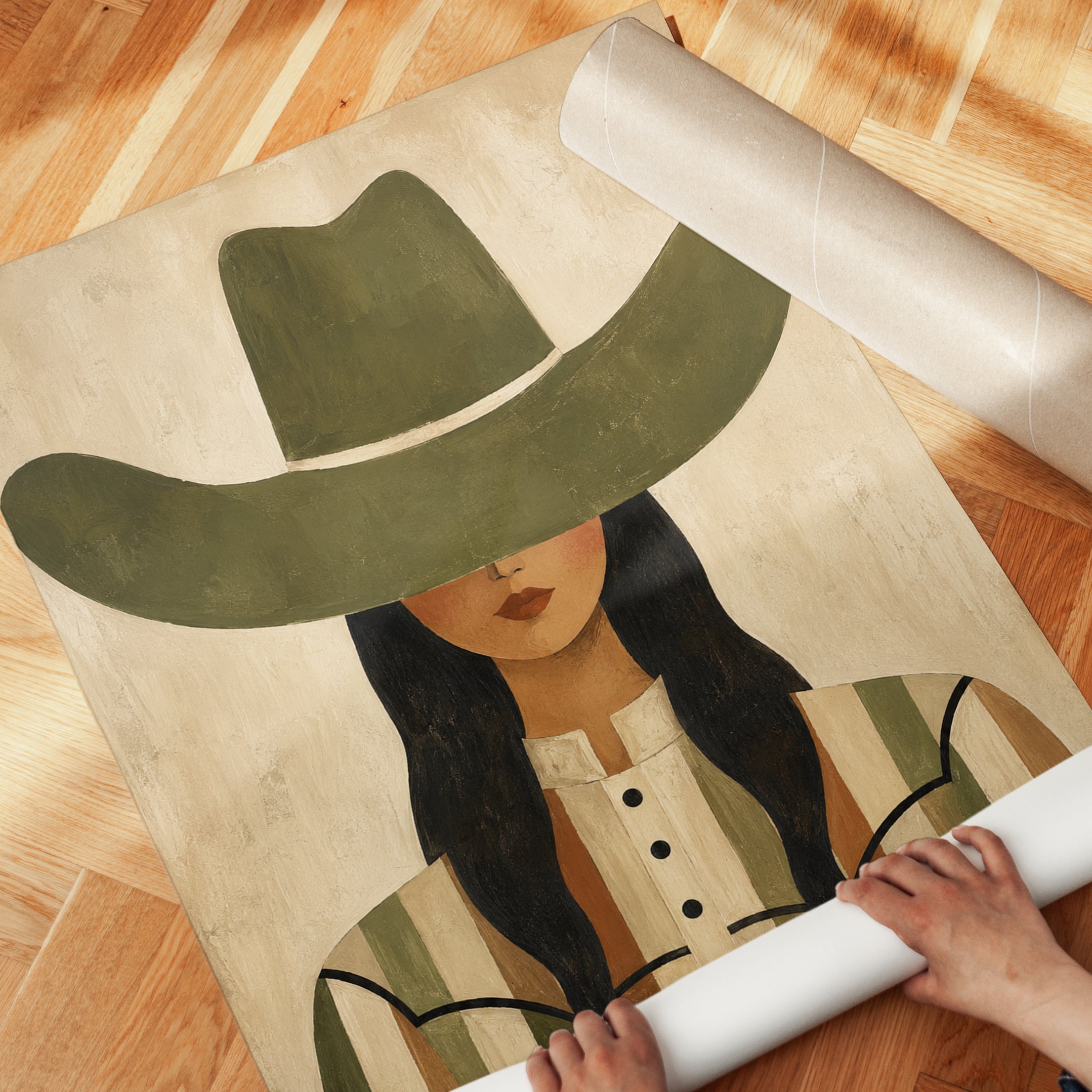 Western Woman Portrait – Cowgirl Wall Art - detail