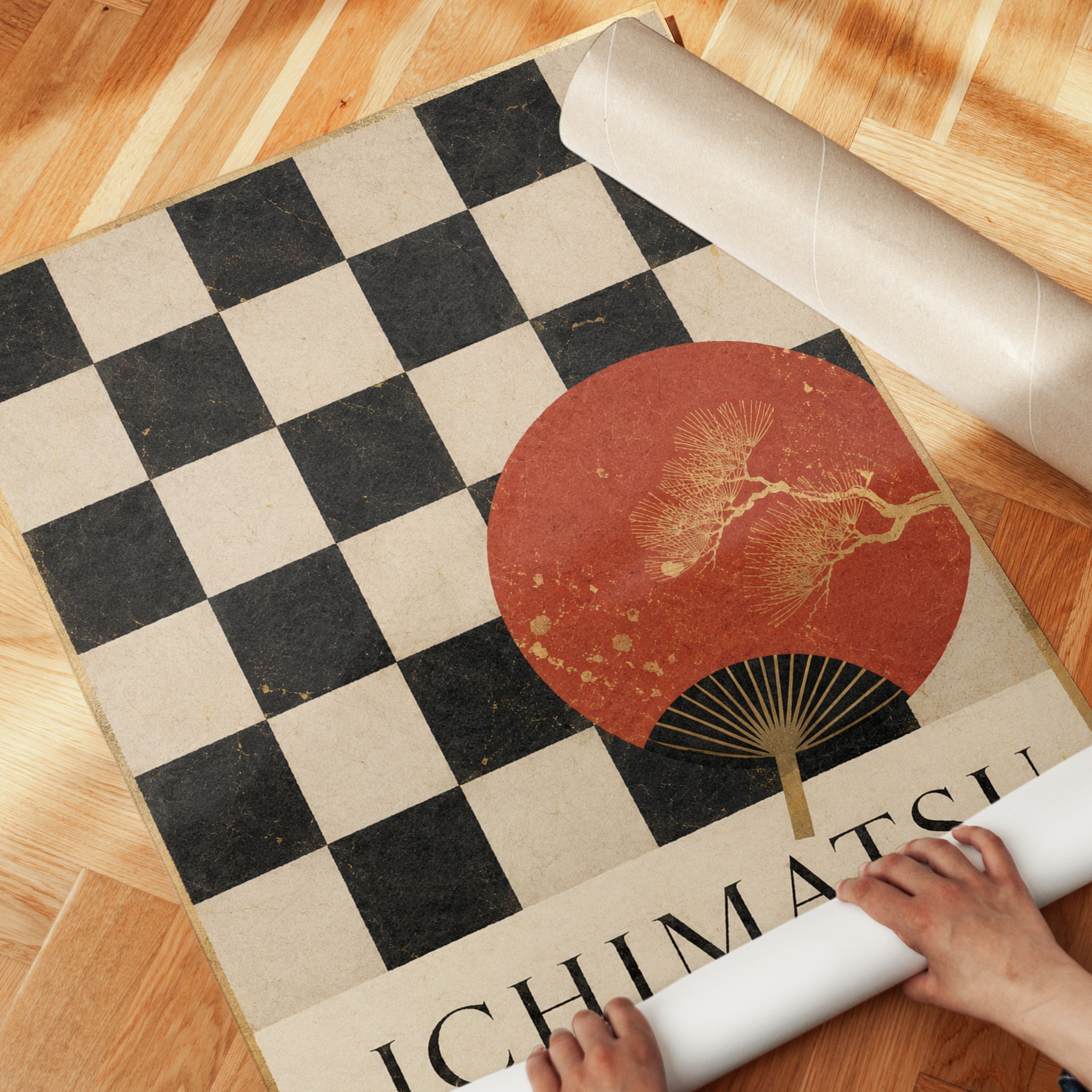 Japanese Wall Art Print: Coral Fan - detail
