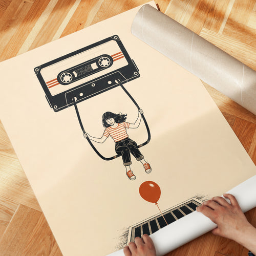 80s Retro Cassette Tape Print - detail