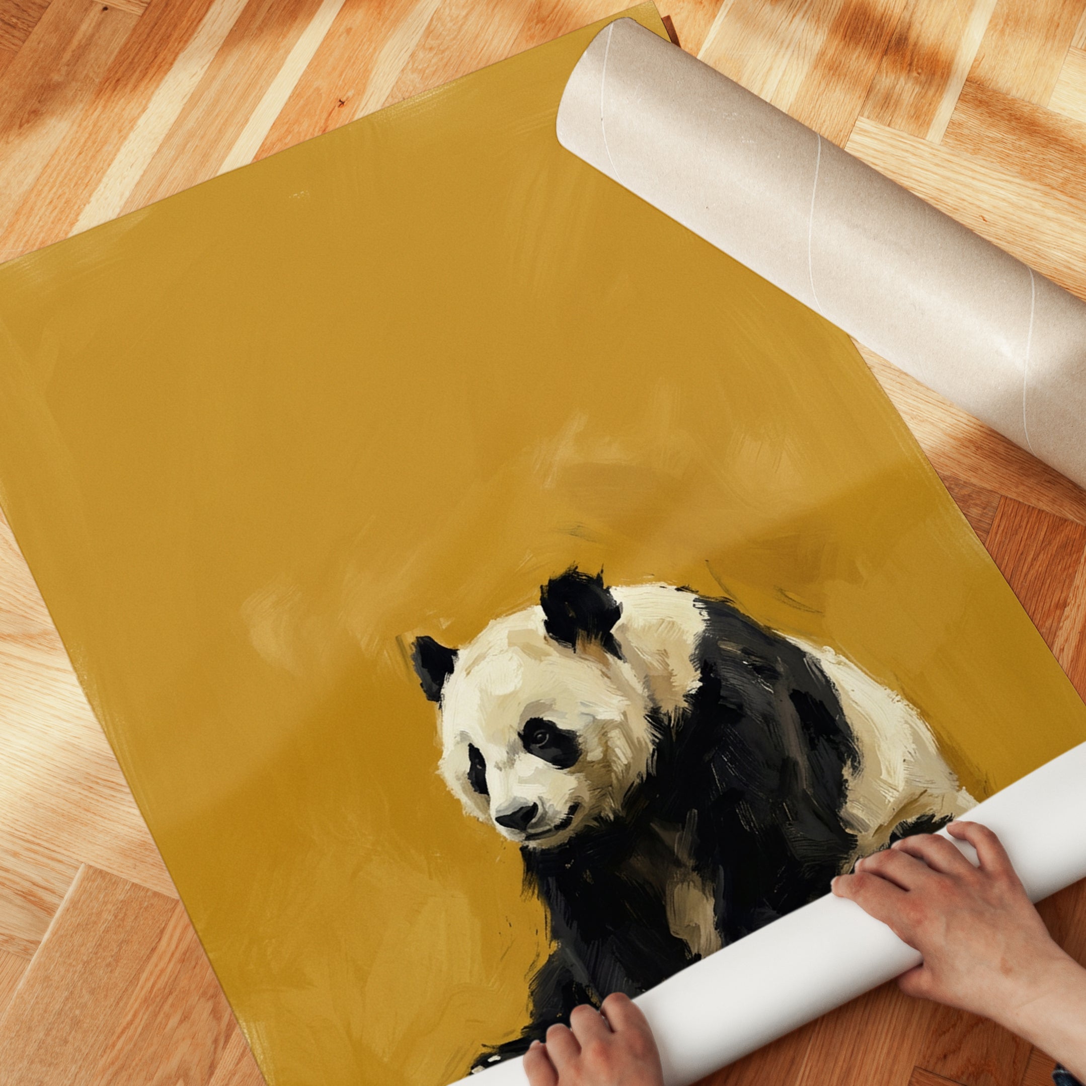 Panda Bear Print — Expressive Oil Painting Style - detail