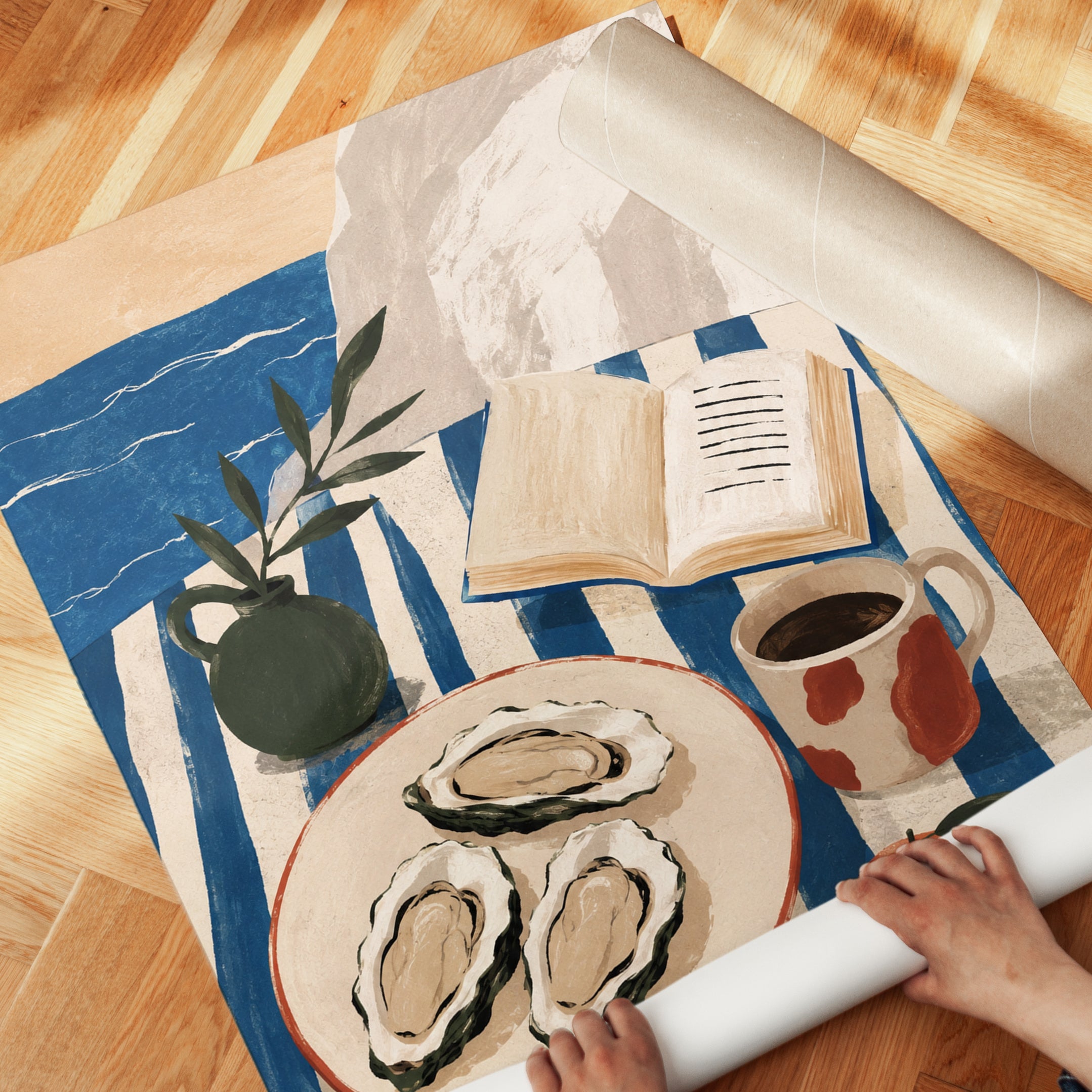 Oysters Coffee Book Print - detail