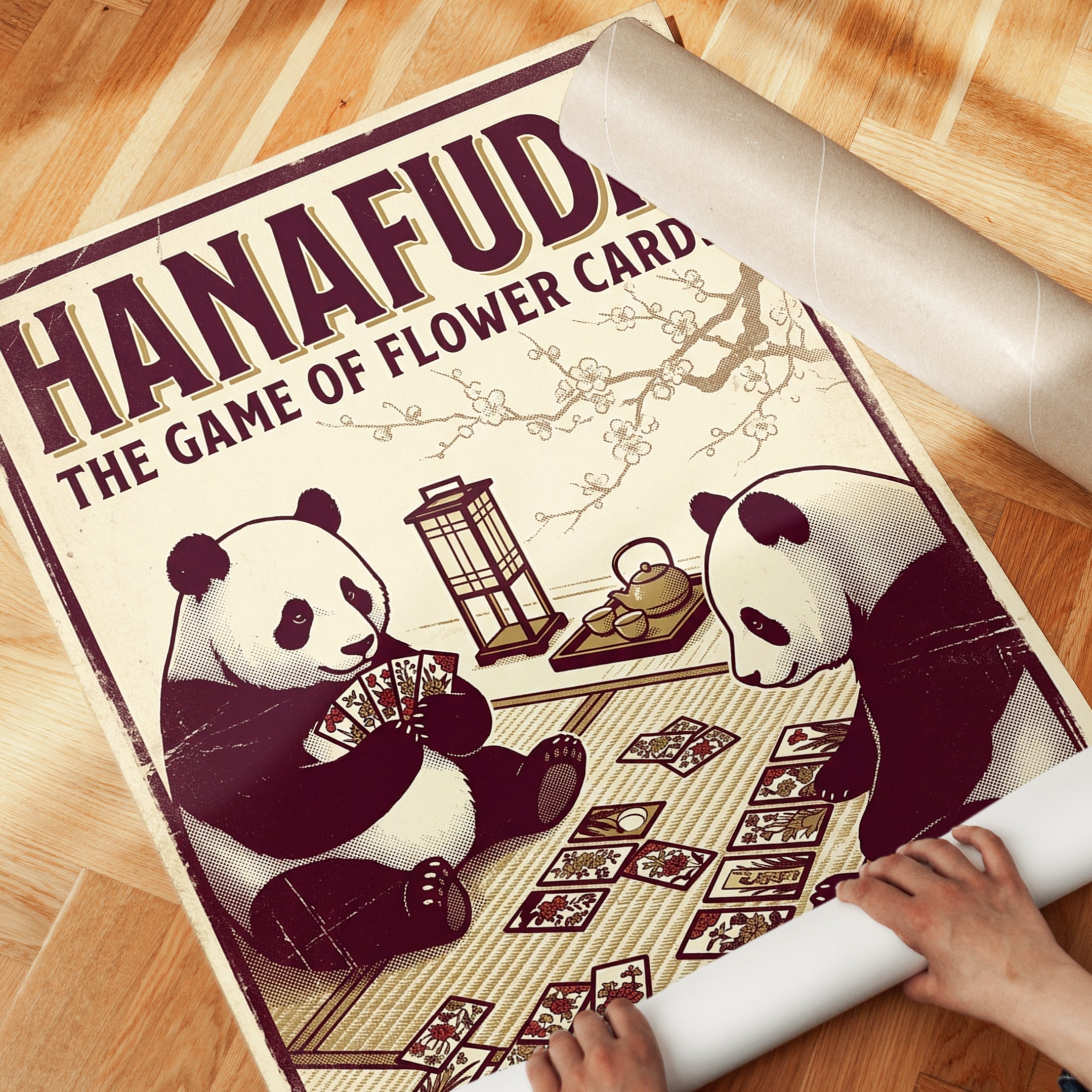 Hanafuda Card Game Poster – Vintage Pandas - detail