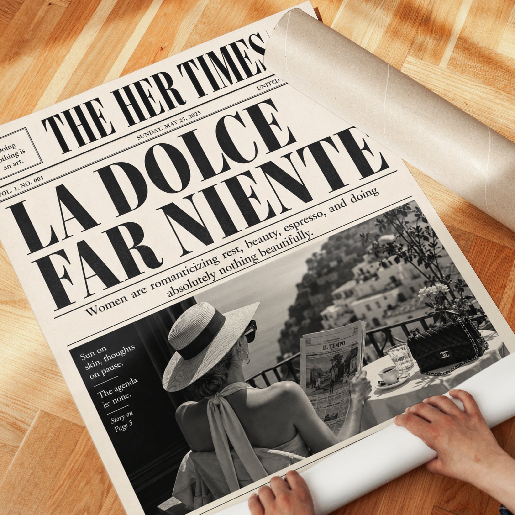 Newspaper Art Print: La Dolce Far Niente - detail