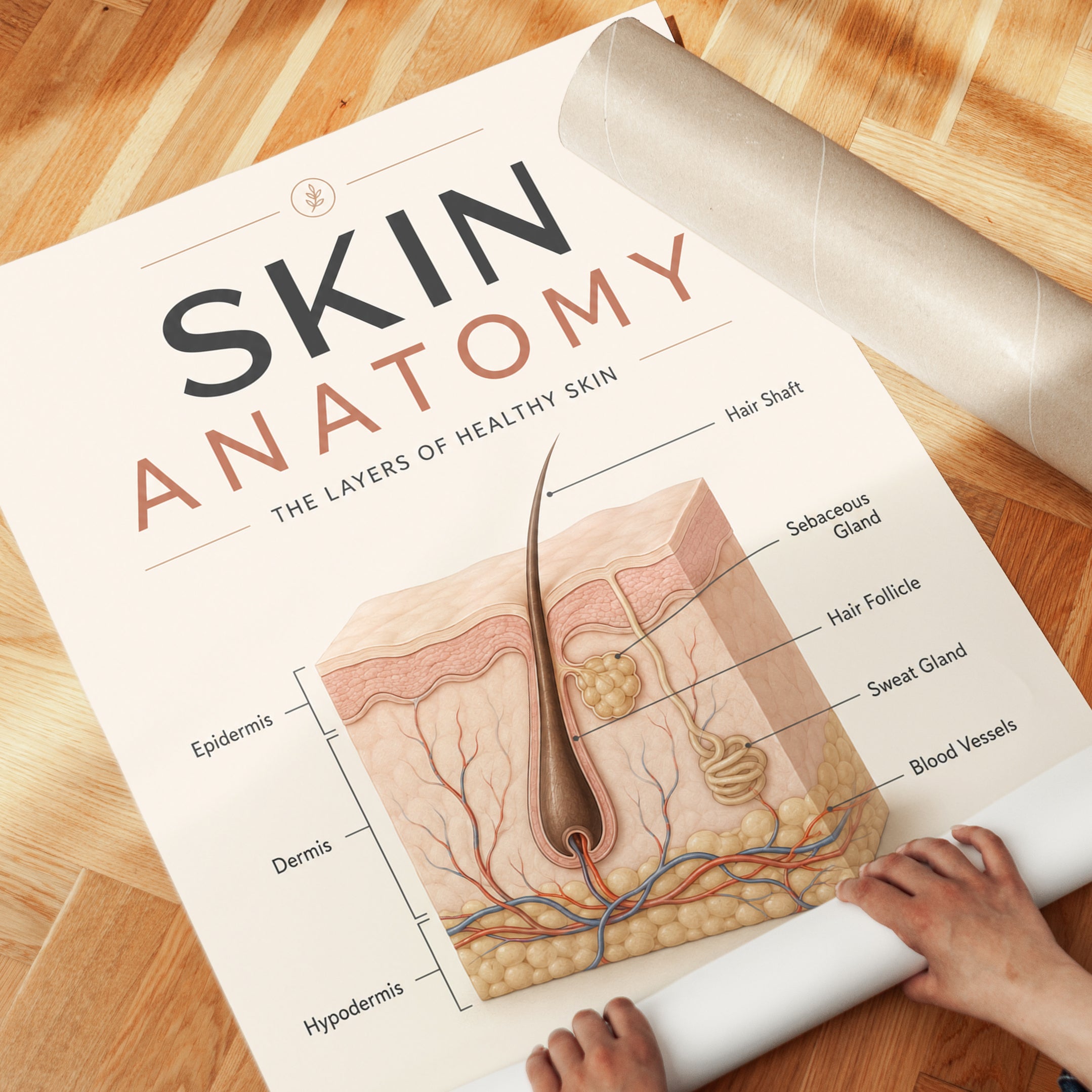 Skin Anatomy Poster – Educational Science Art - detail