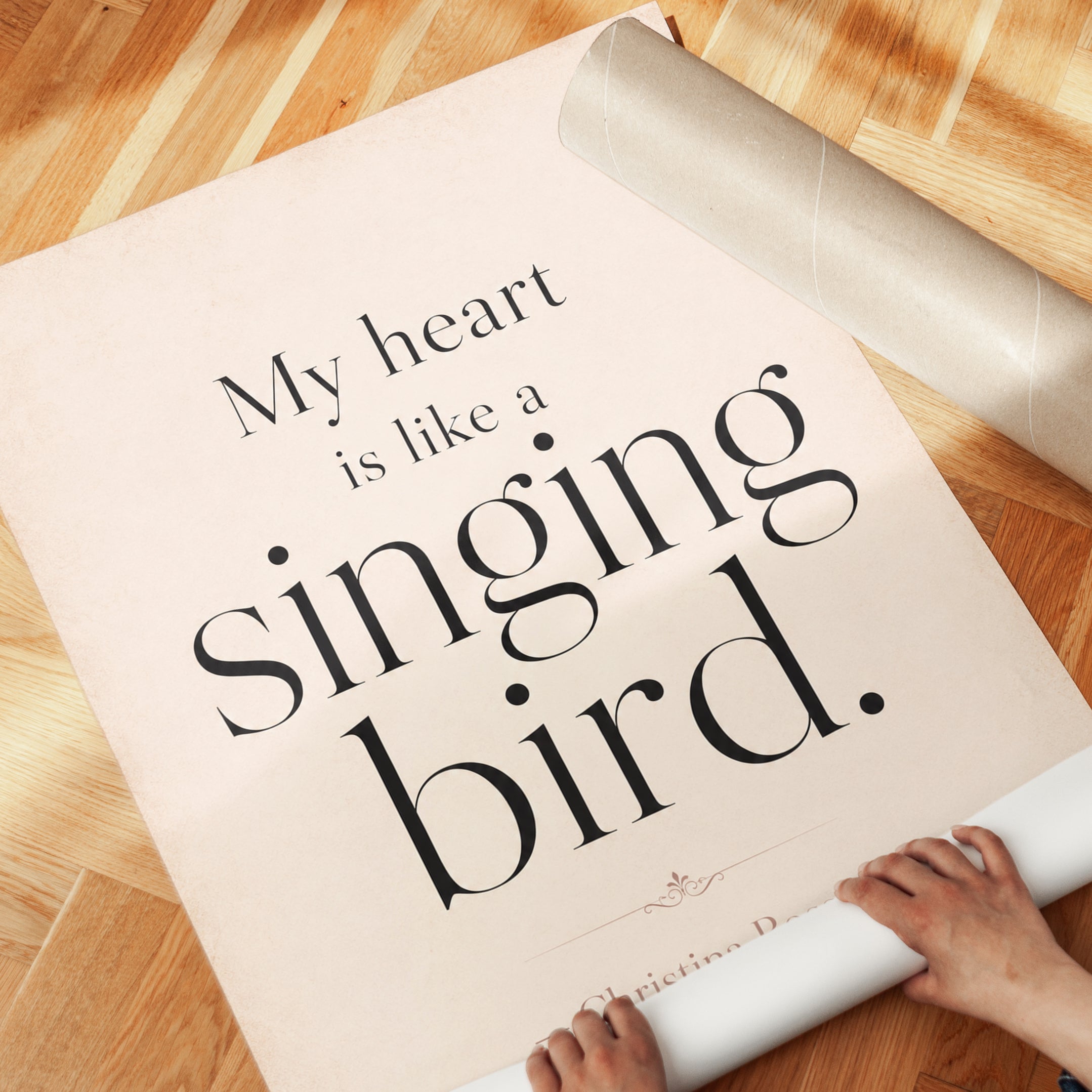 Literary Quote Print – Singing Bird Wall Art - detail